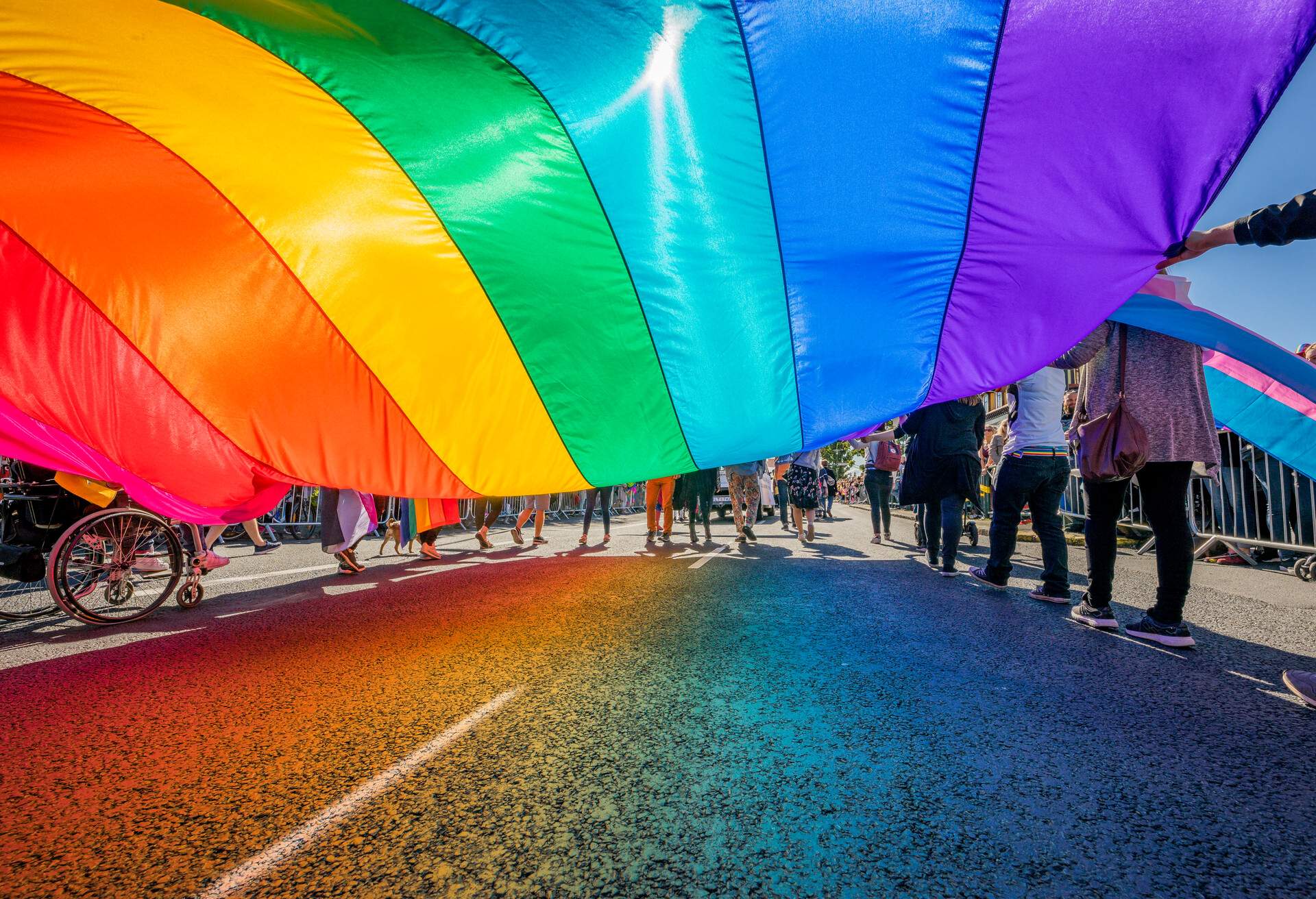 People celebrating Gay Pride in Reykjavik, Iceland