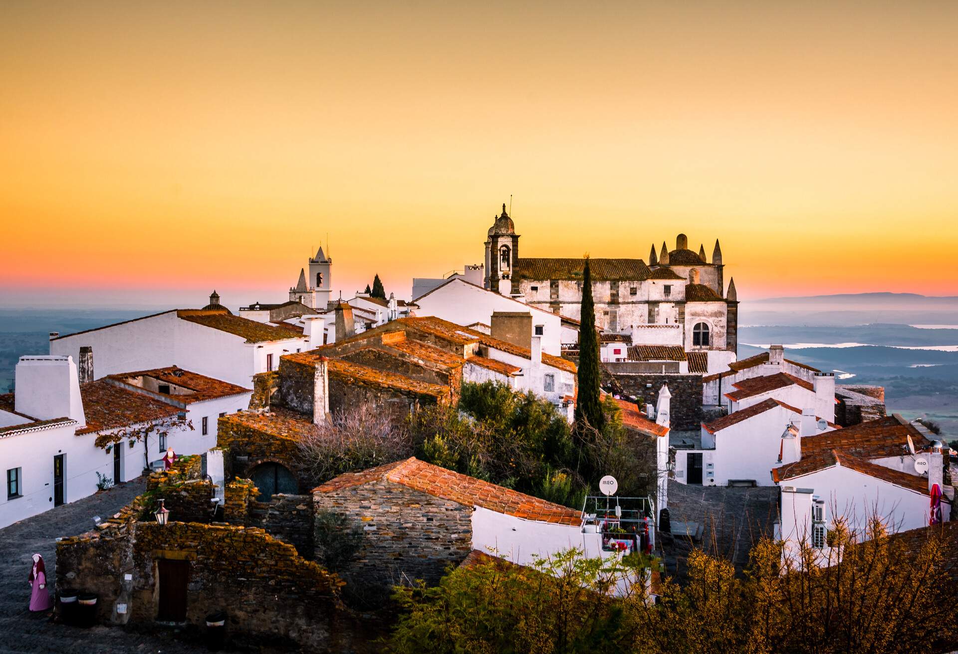 Monsaraz. Stunning sunrise photo of Monsaraz village in Alentejo region, Portugal..A Castle and white houses village on top of the mountain.; Shutterstock ID 549656779; purchase_order: ; job: ; client: ; other: