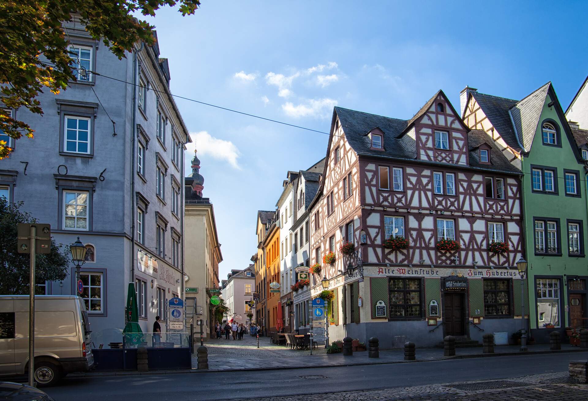 Traditional half timber houses in Old Town of German city of Koblenz