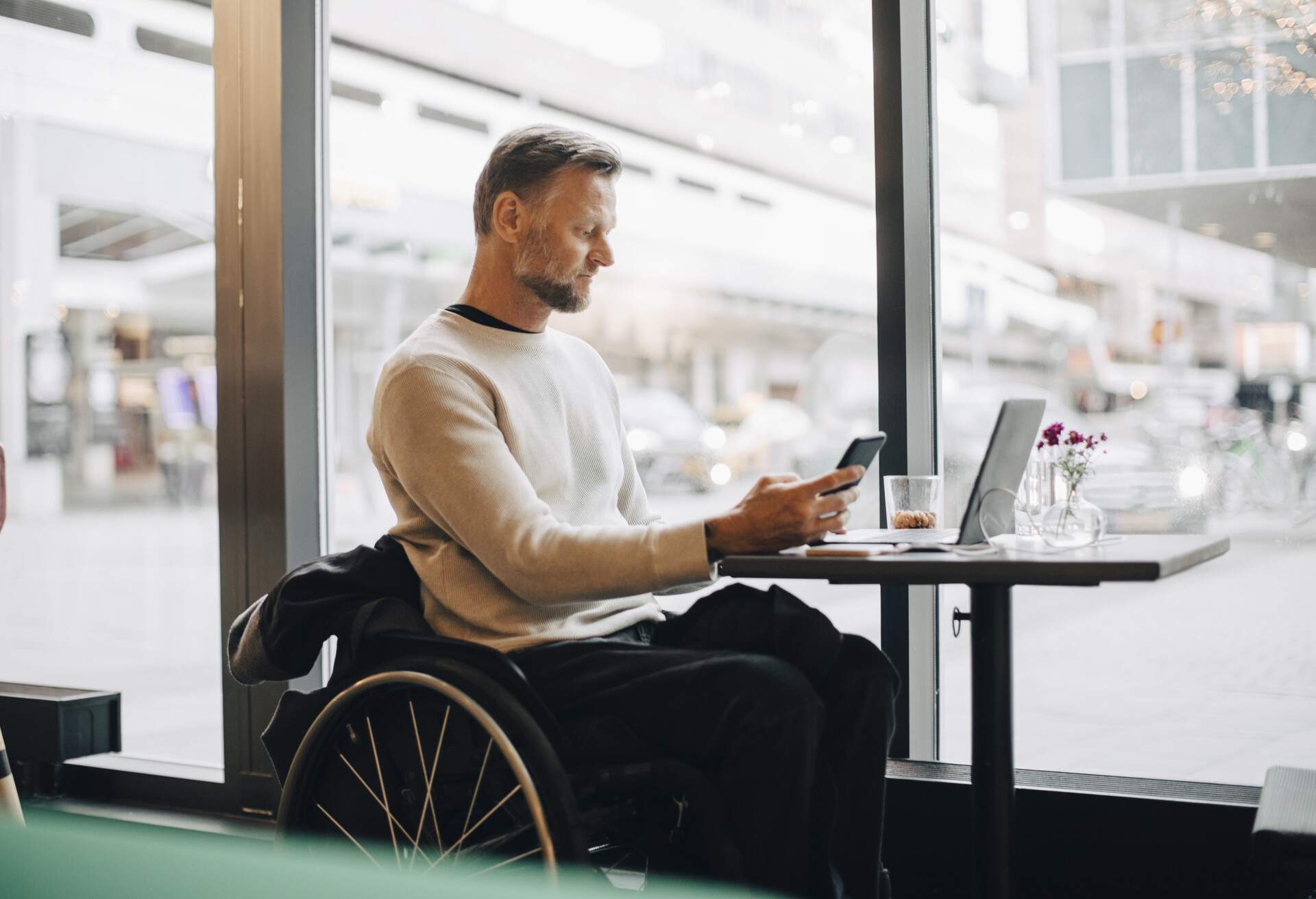 Man in a restaurant sitting at a table