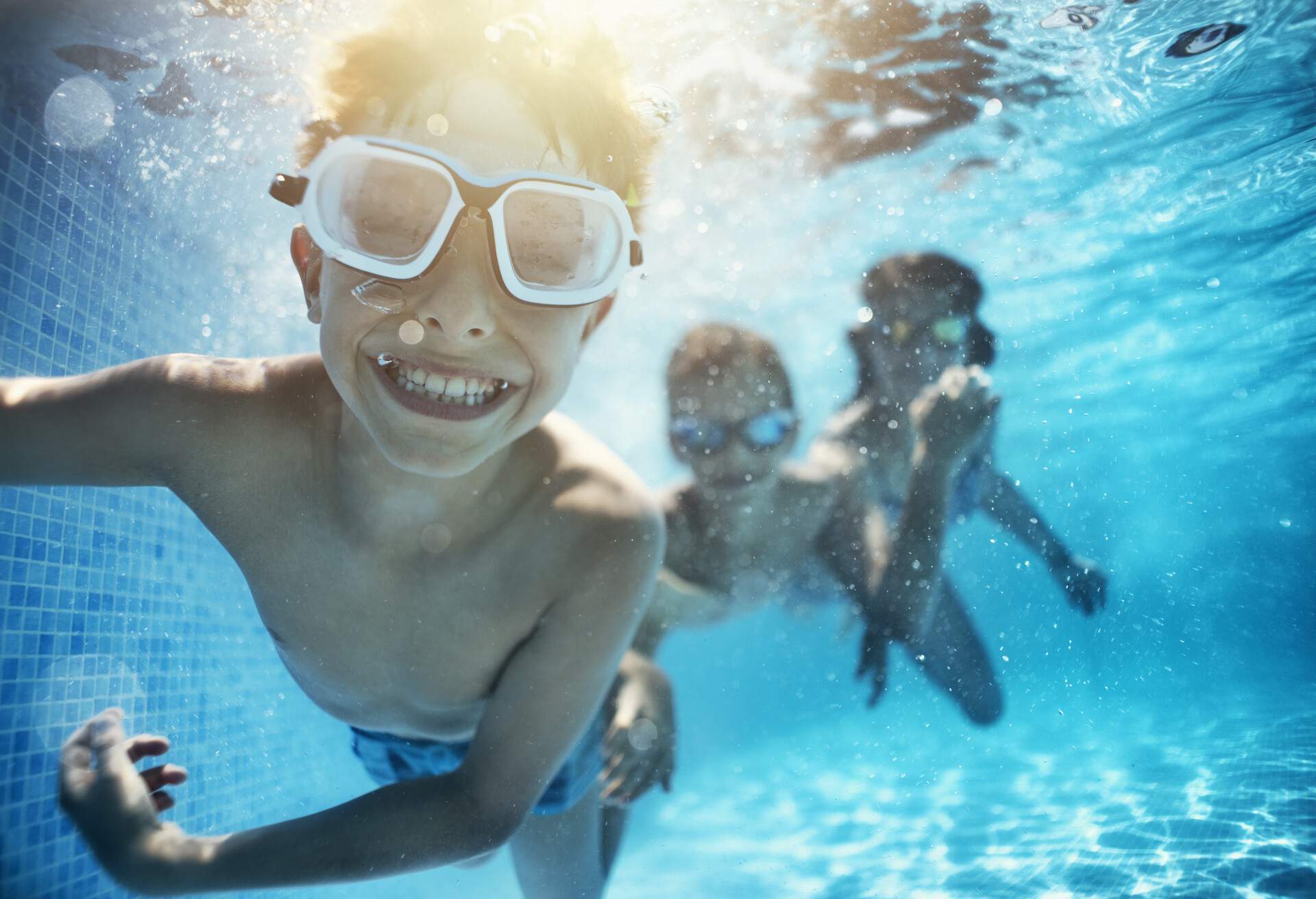 children swimming