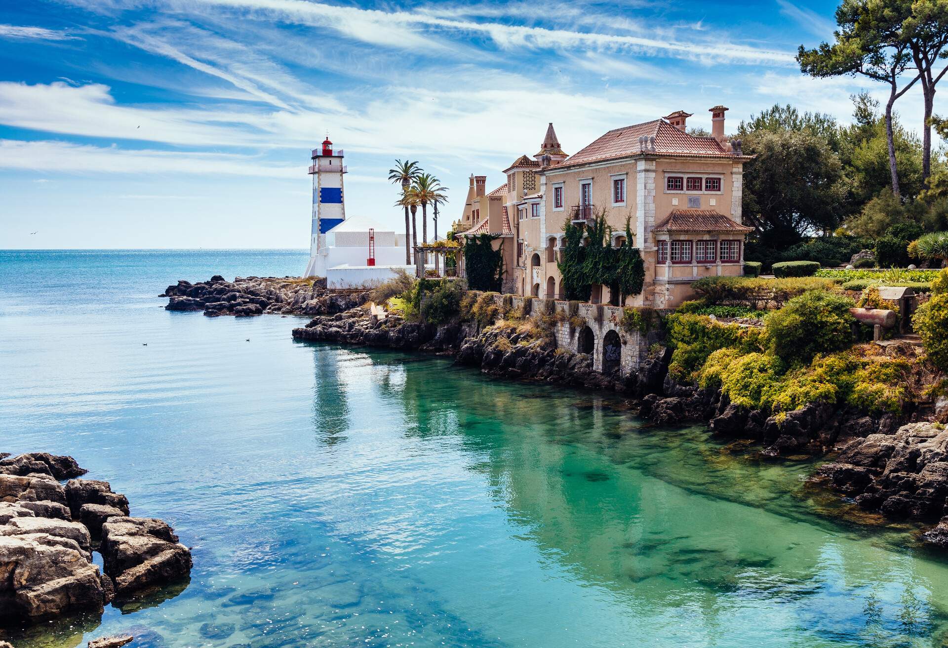 Santa Marta Lighthouse and Museum in Cascais, Lisbon district, Portugal; Shutterstock ID 735050020