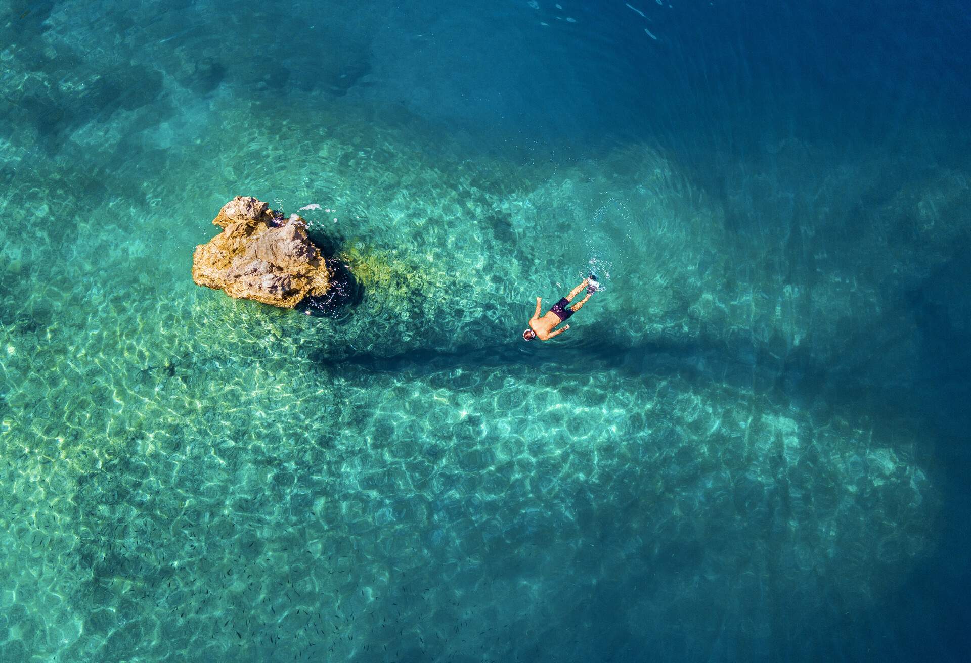 Man snorkeling from above