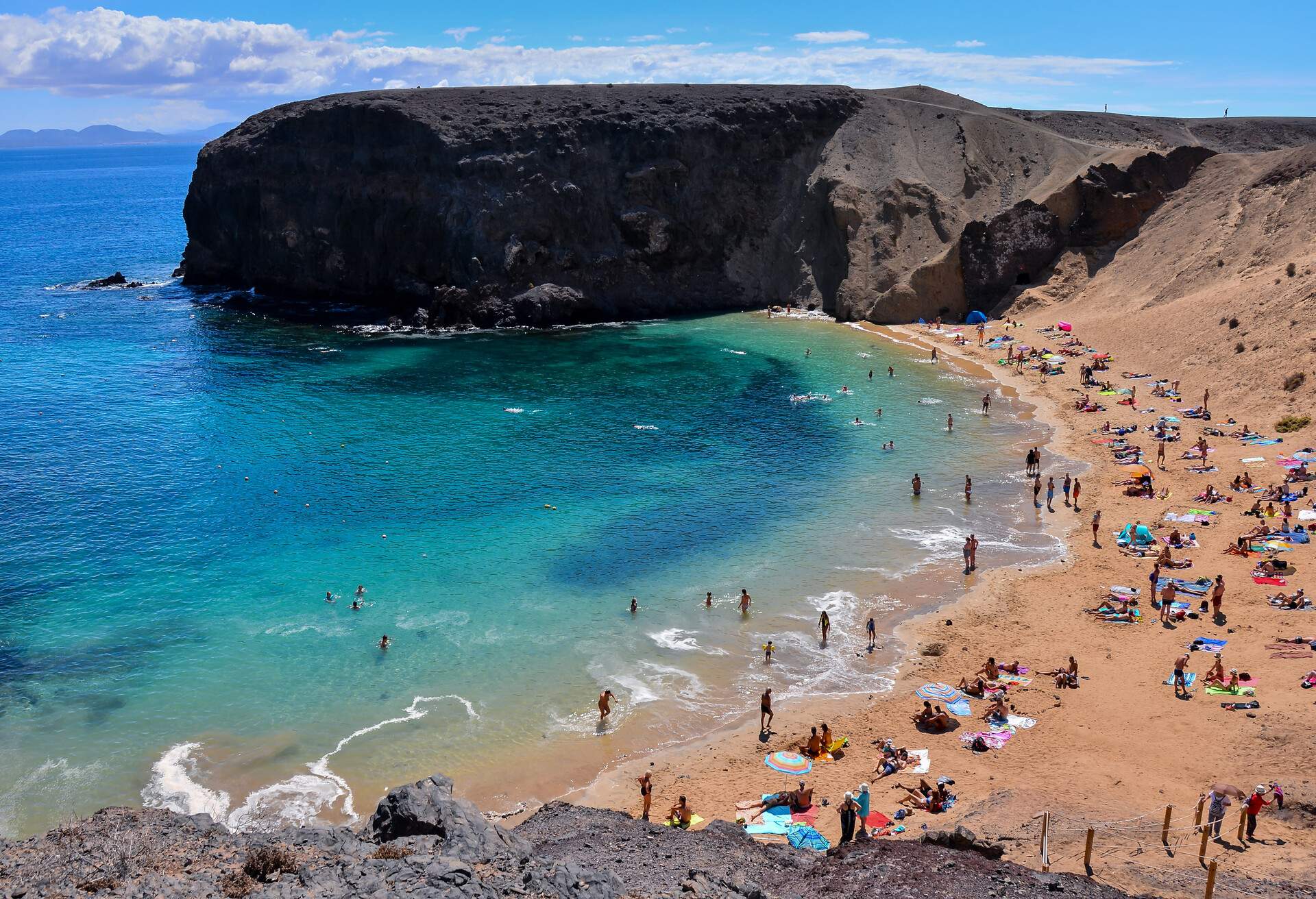 Spanish View Landscape in Papagayo Playa Blanca Lanzarote Tropical Volcanic Canary Islands Spain