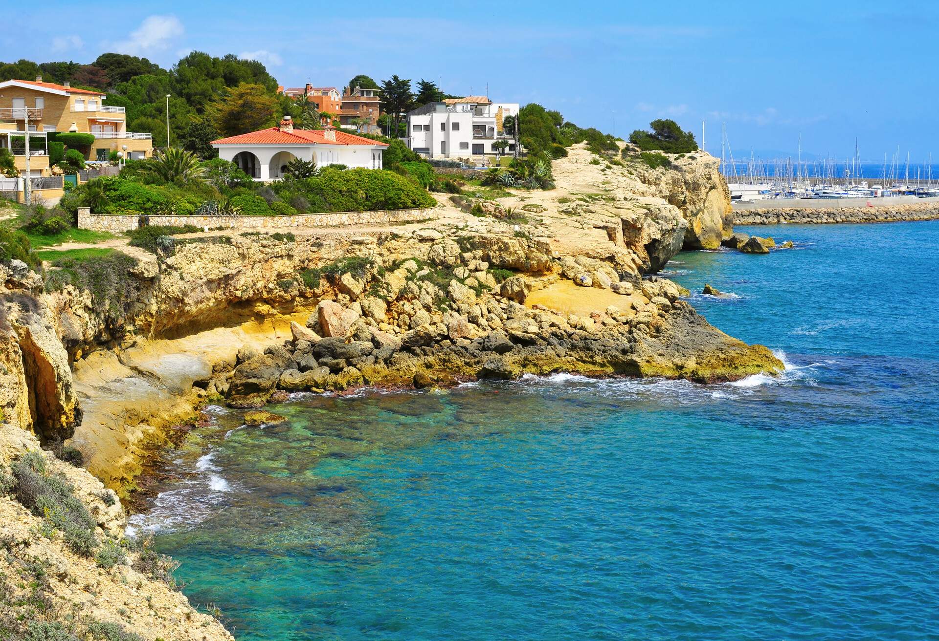 a view of the coastline of Torredembarra, Catalonia, Spain; Shutterstock ID 201025232; purchase_order: ; job: ; client: ; other: