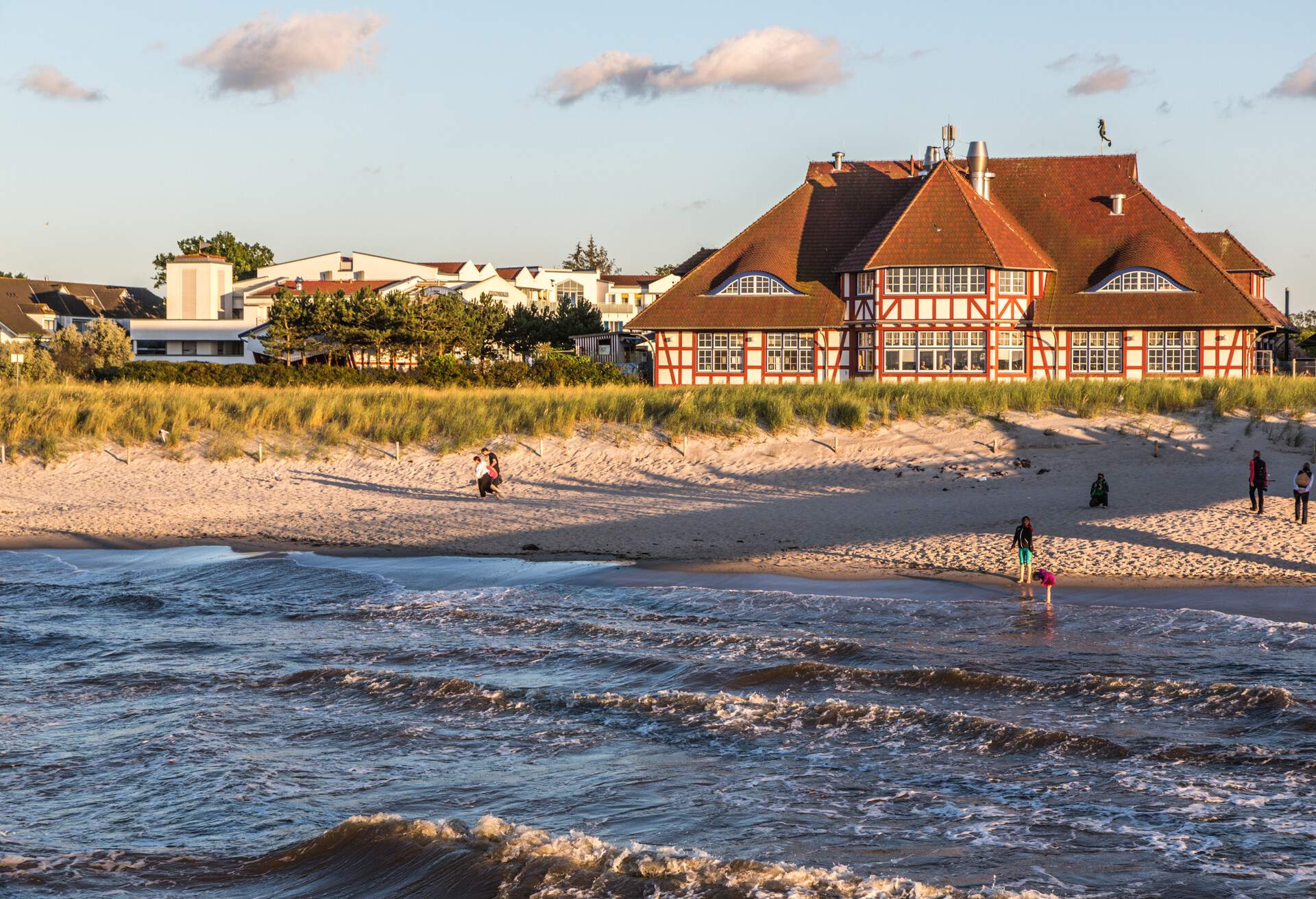 Kurhaus in Zingst, Mecklenburg-Vorpommern, Germany during sunset.