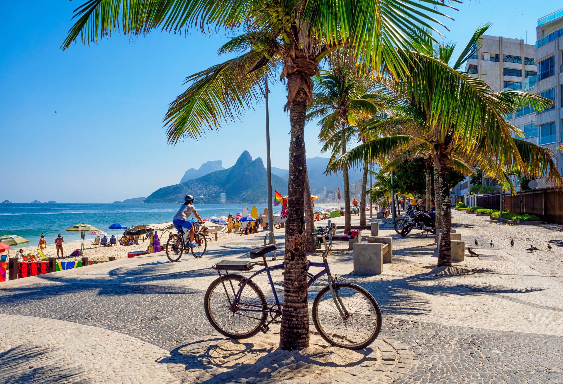 Ipanema beach and Arpoador beach in Rio de Janeiro, Brazil. Ipanema beach is the most famous beach of Rio de Janeiro, Brazil. Cityscape of Rio de Janeiro; Shutterstock ID 1493277716