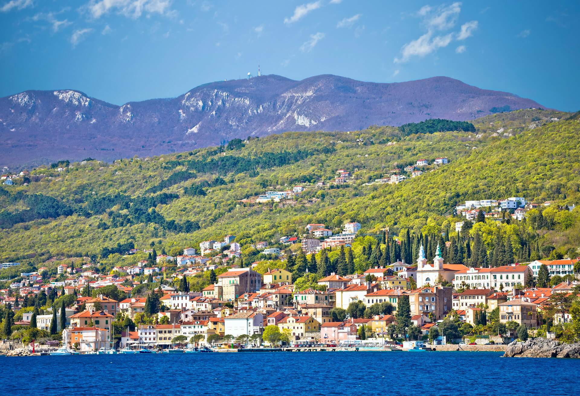 Town of Volosko seafront view, Opatija riviera of Croatia