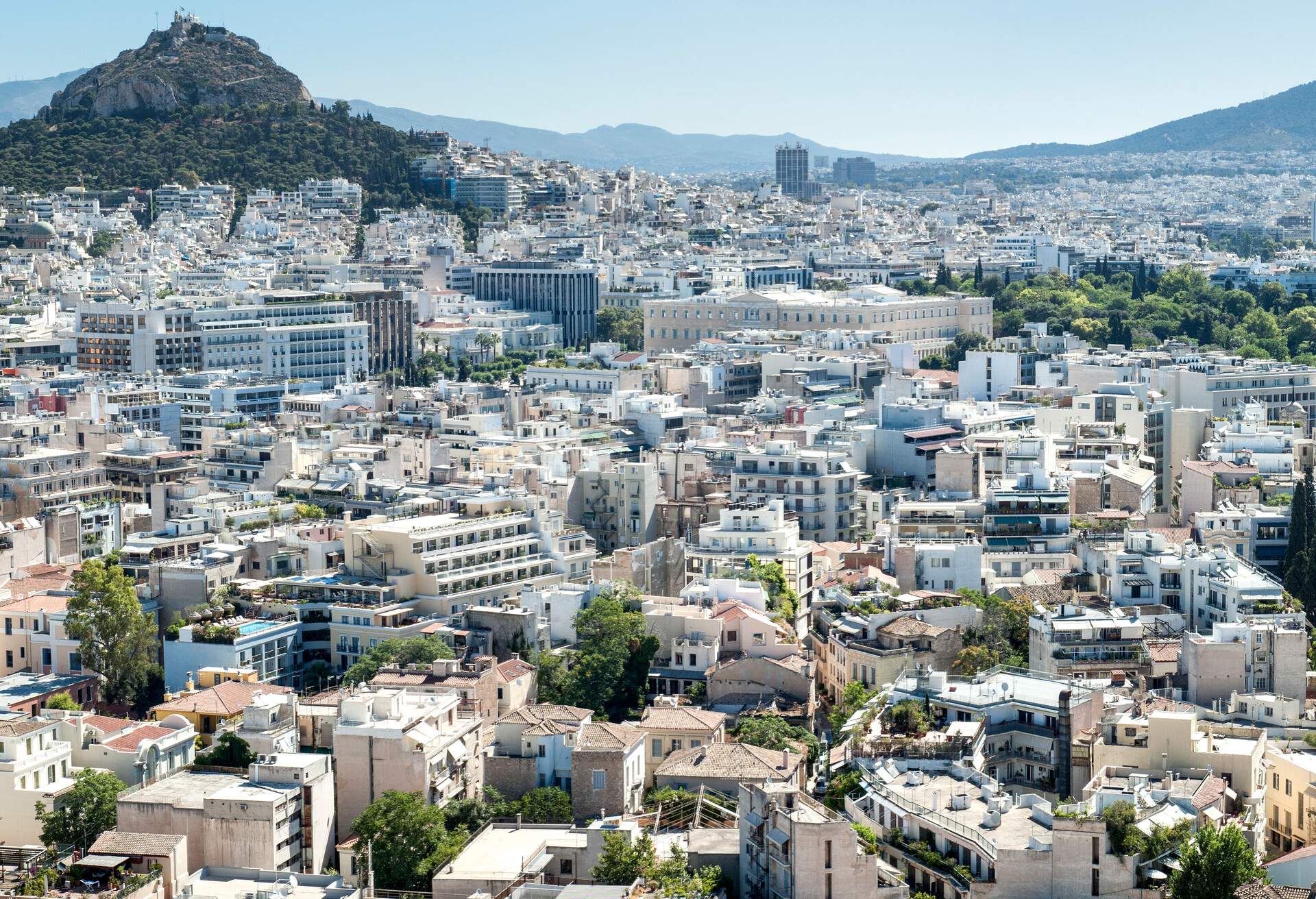 view of Athens with lycabettus hill