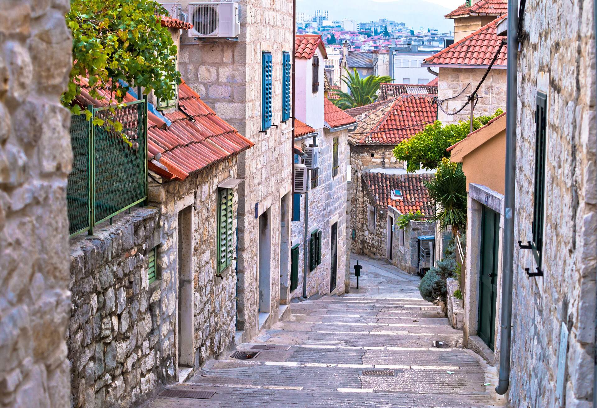 Old stone street of Split historic city, Dalmatia, Croatia