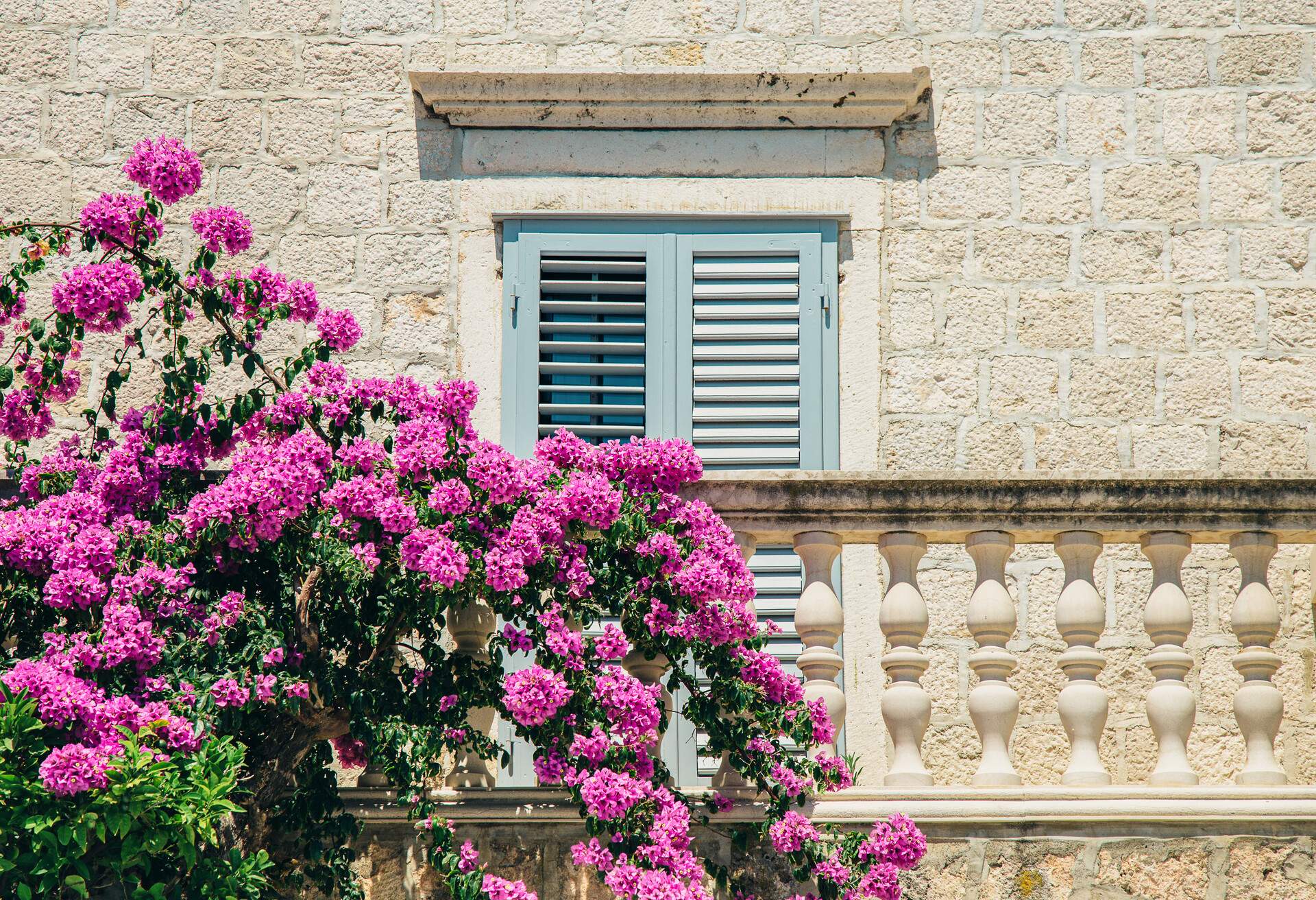 Beautiful balcony with flowers