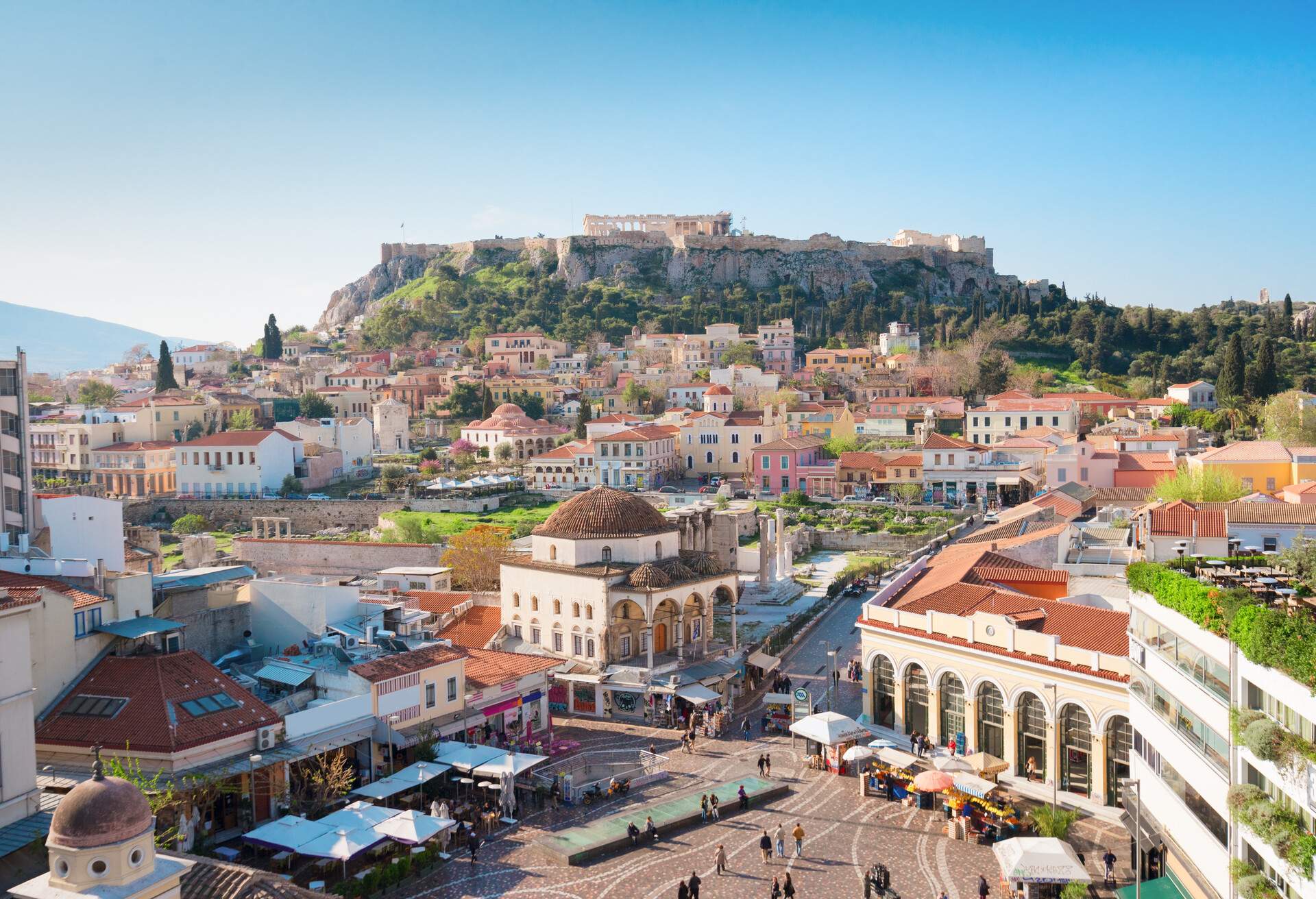 Skyline of Athens with Moanstiraki square and Acropolis hill, Athens Greece; Shutterstock ID 615374924; Purpose: Destiny; Brand (KAYAK, Momondo, Any): Any