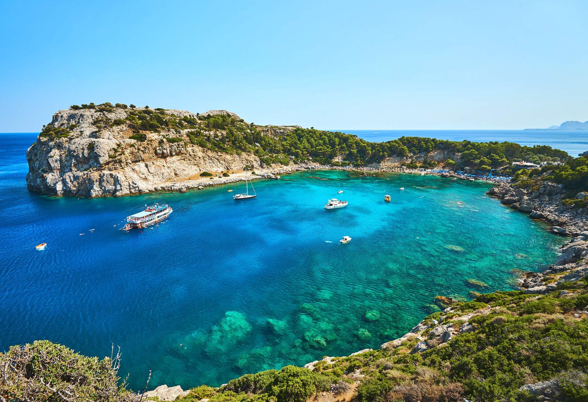 Anthony Quinn Bay. The most beautiful beach at Rhodes island.; Shutterstock ID 1018642171