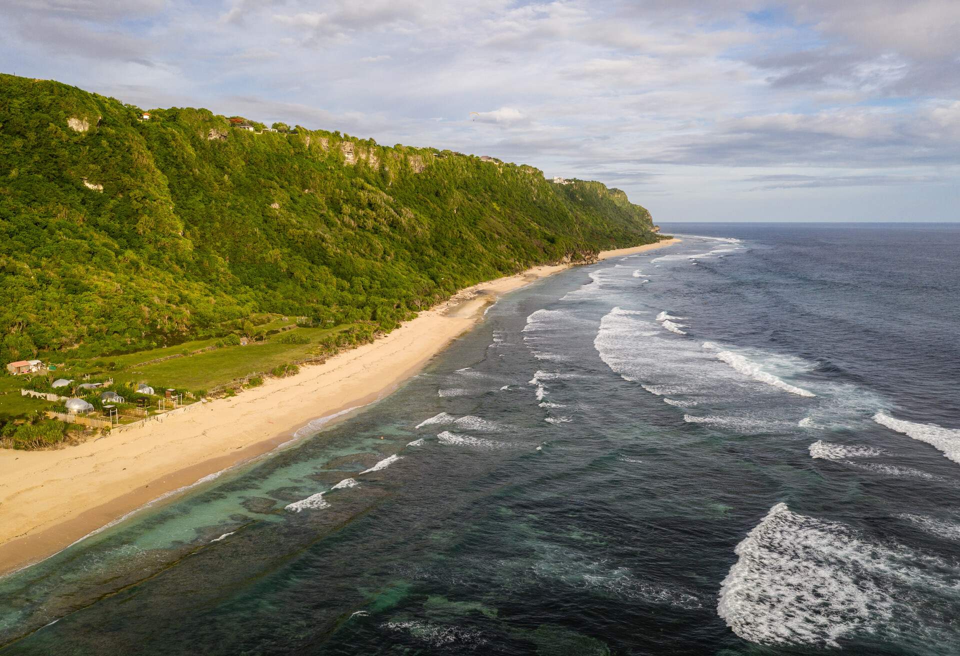 Aerial view of the famous Nyang Nyang beach in the south part of the Bukit Peninsula in Bali in Indonesia