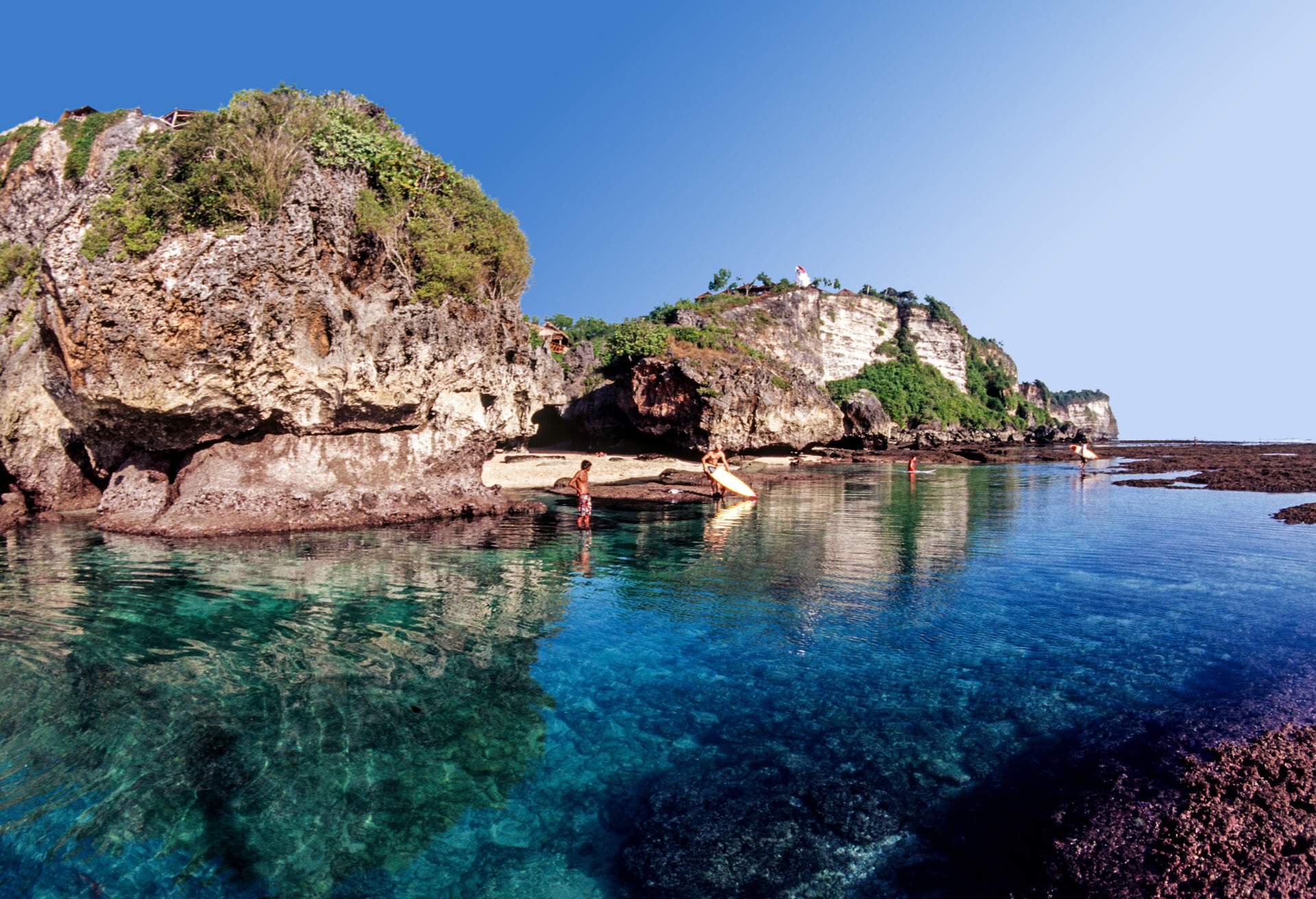 Indonesia, Bali, Suluban Beach near Uluwatu on the Bukit Peninsula.