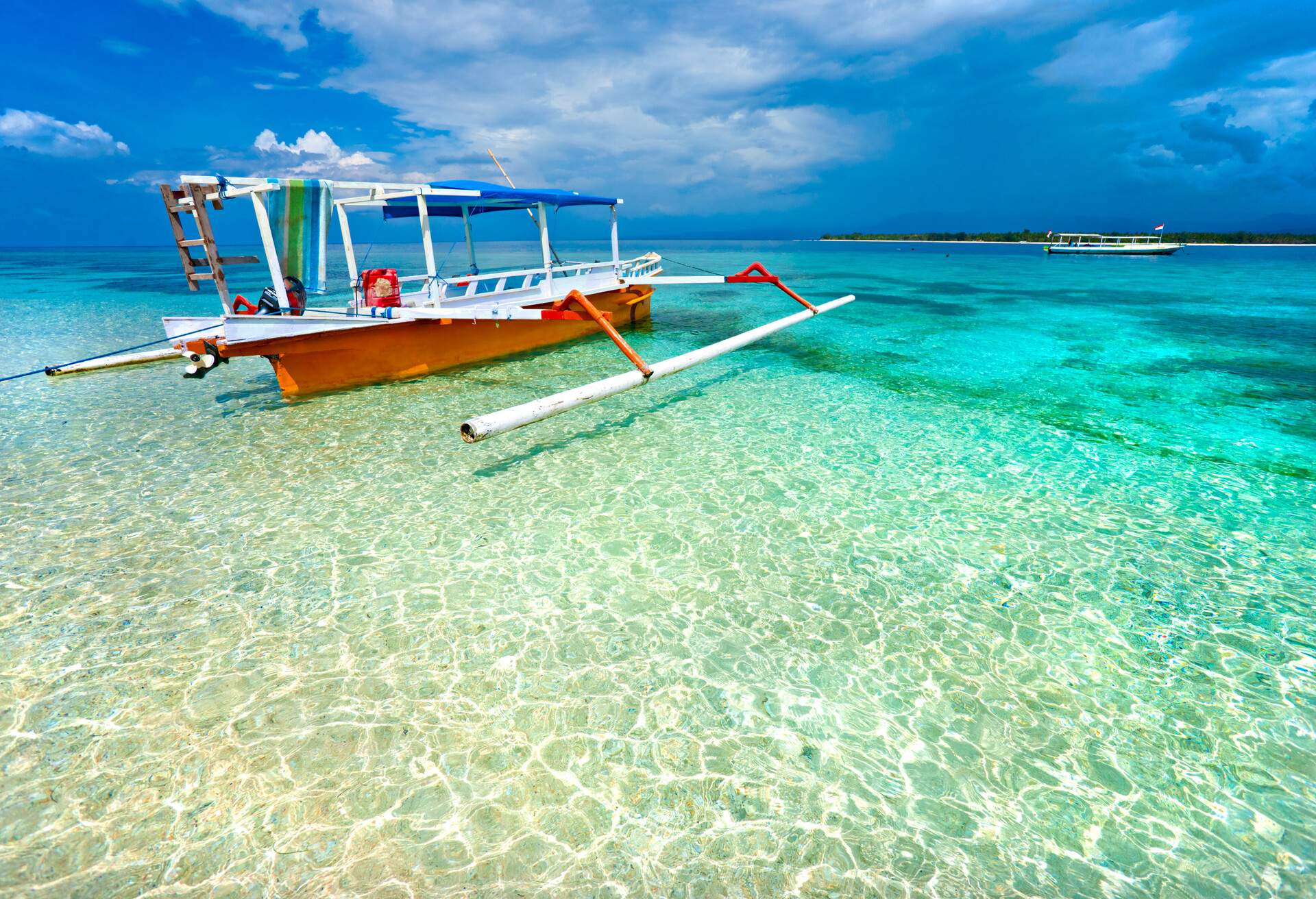 Beautiful sea and coastlines of Gili Meno, Indonesia.