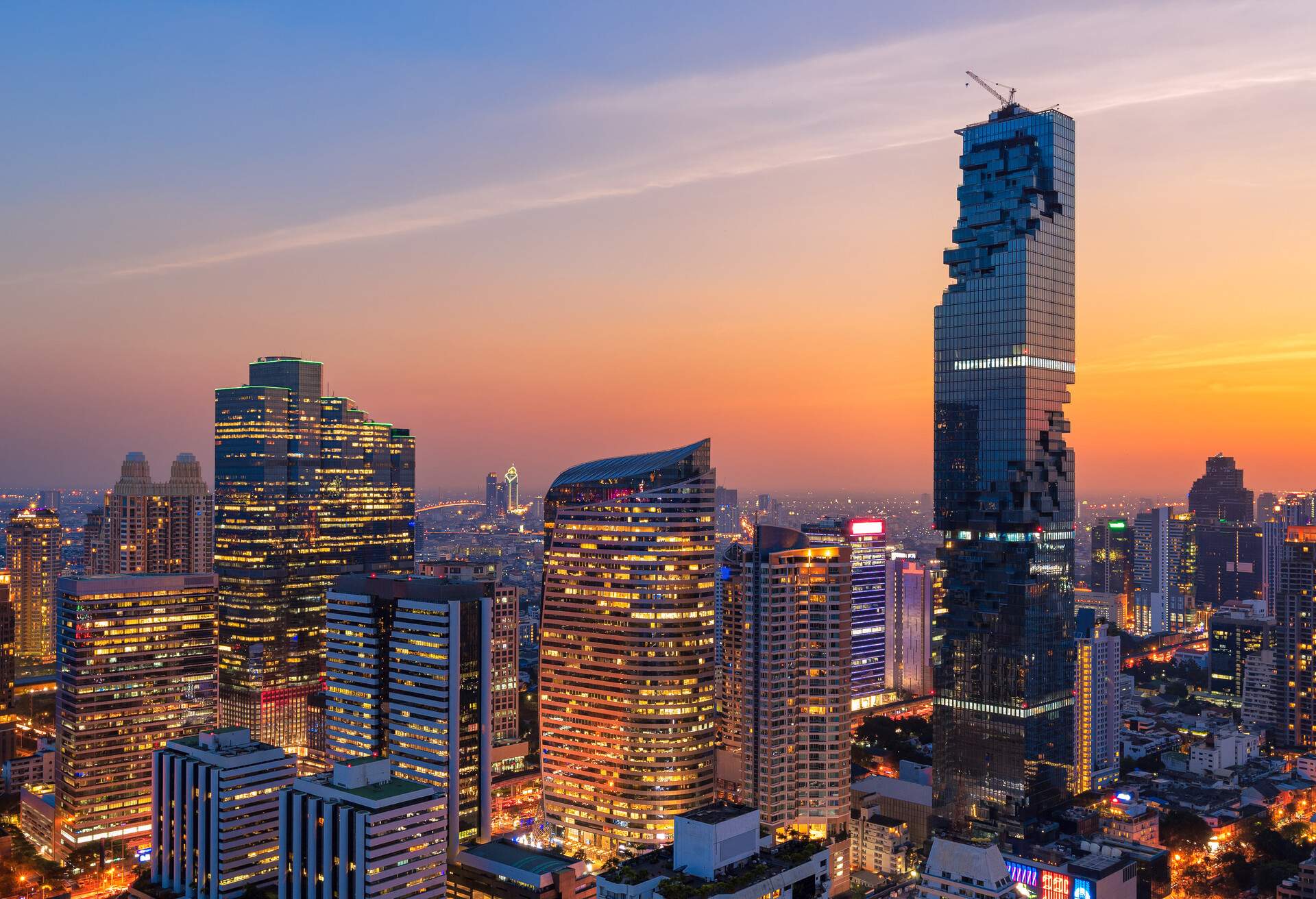 Cityscape view of Bangkok modern office building in business zone at Bangkok,Thailand. Bangkok is the capital of Thailand and Bangkok is also the most populated city in Thailand.