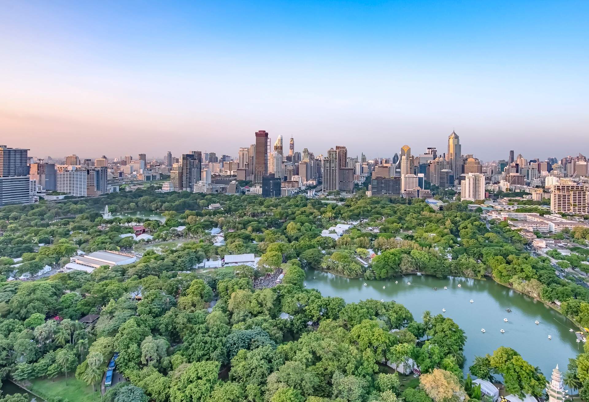 Bangkok city aerial view in the daytime, Thailand