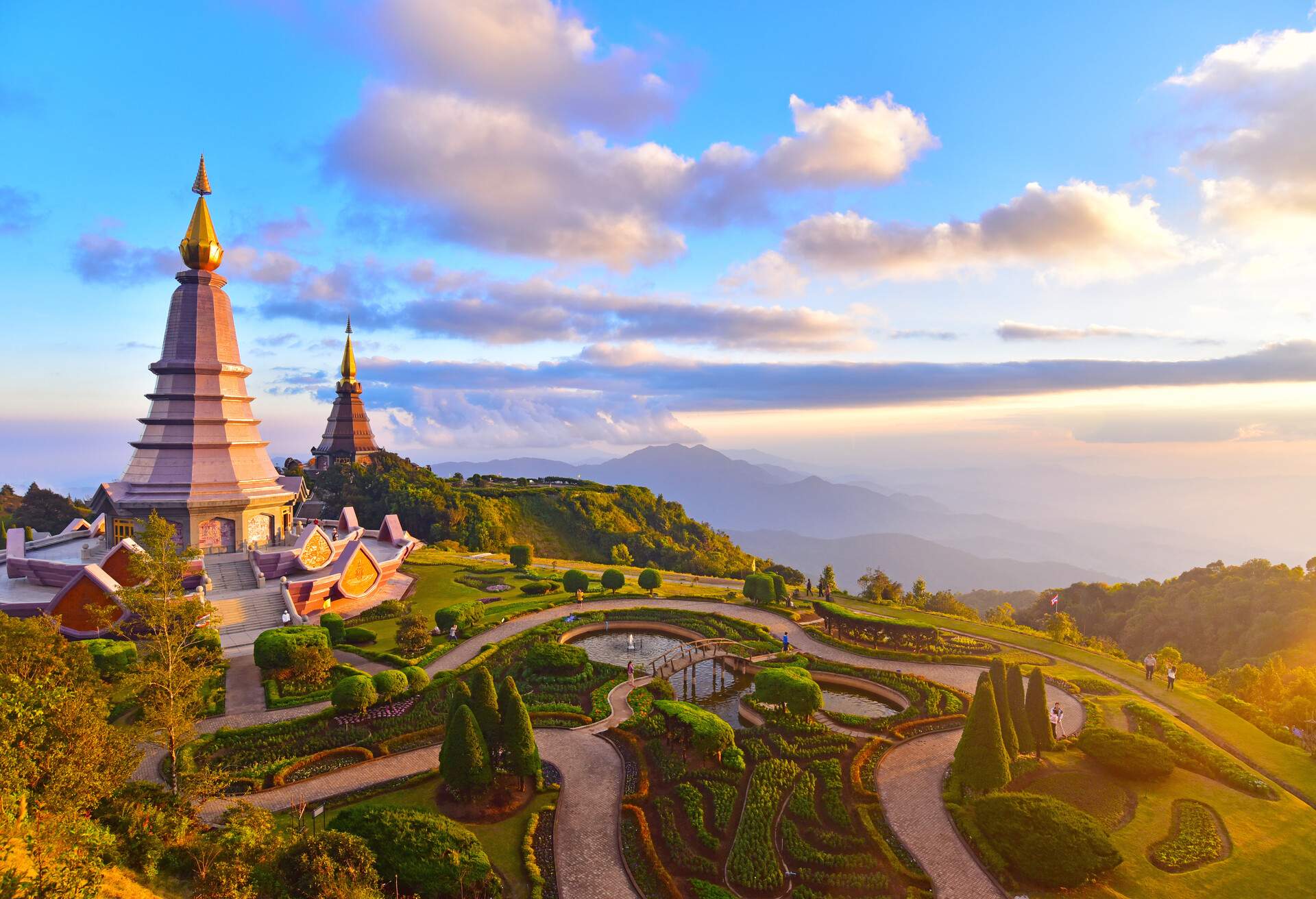 Landscape of two pagoda (noppha methanidon-noppha phon phum siri stupa) in an Inthanon mountain, chiang mai, Thailand; Shutterstock ID 236815570; Purpose: blog; Brand (KAYAK, Momondo, Any): KAYAK