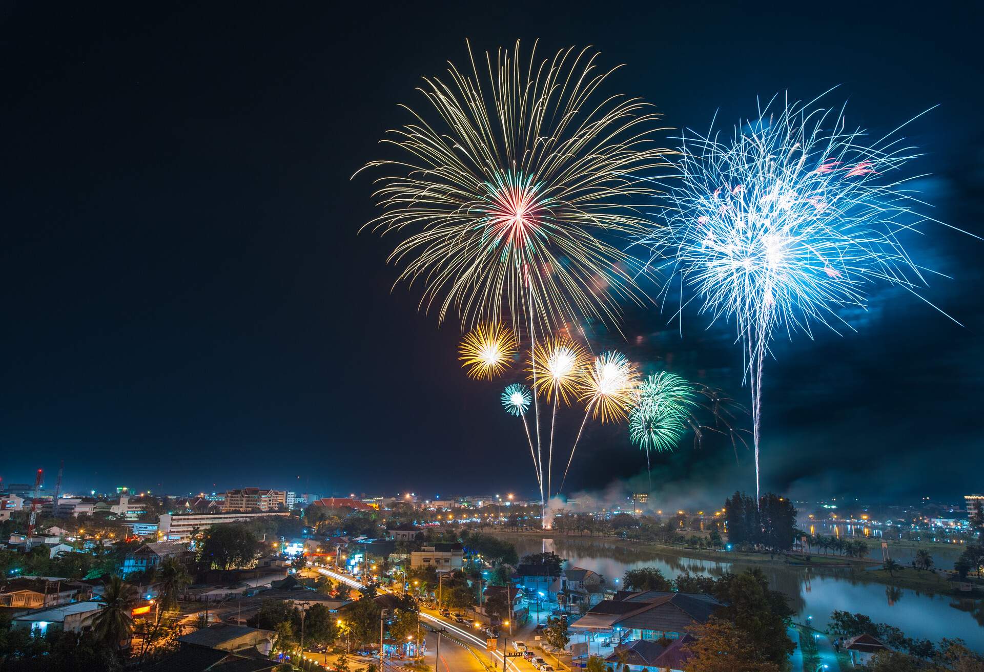 Udon thani anniversary fireworks; Shutterstock ID 212461726