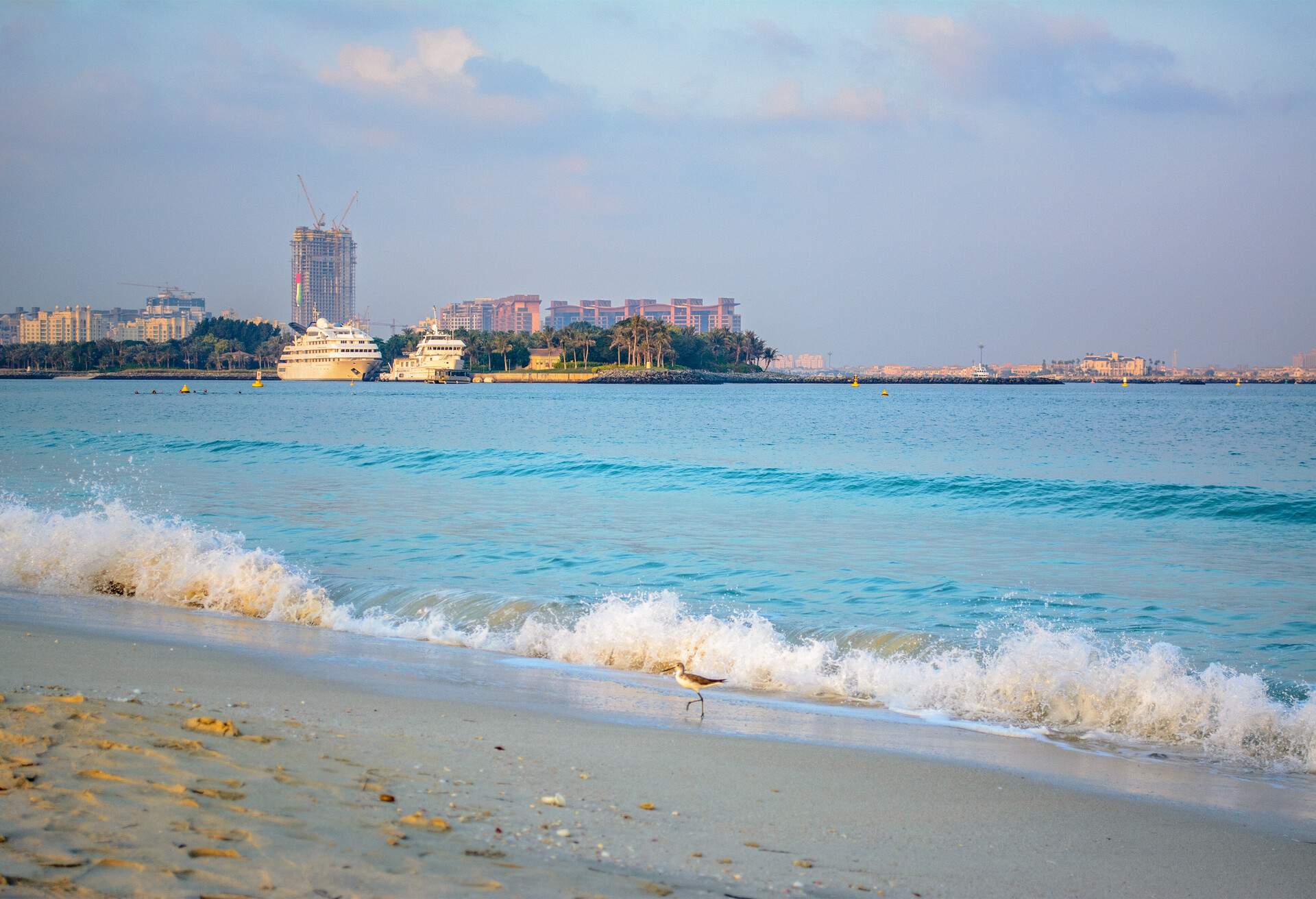 Beautiful landscape of Al Sufouh Beach, one of Dubai's hidden gems. It also has a nickname “Secret Beach