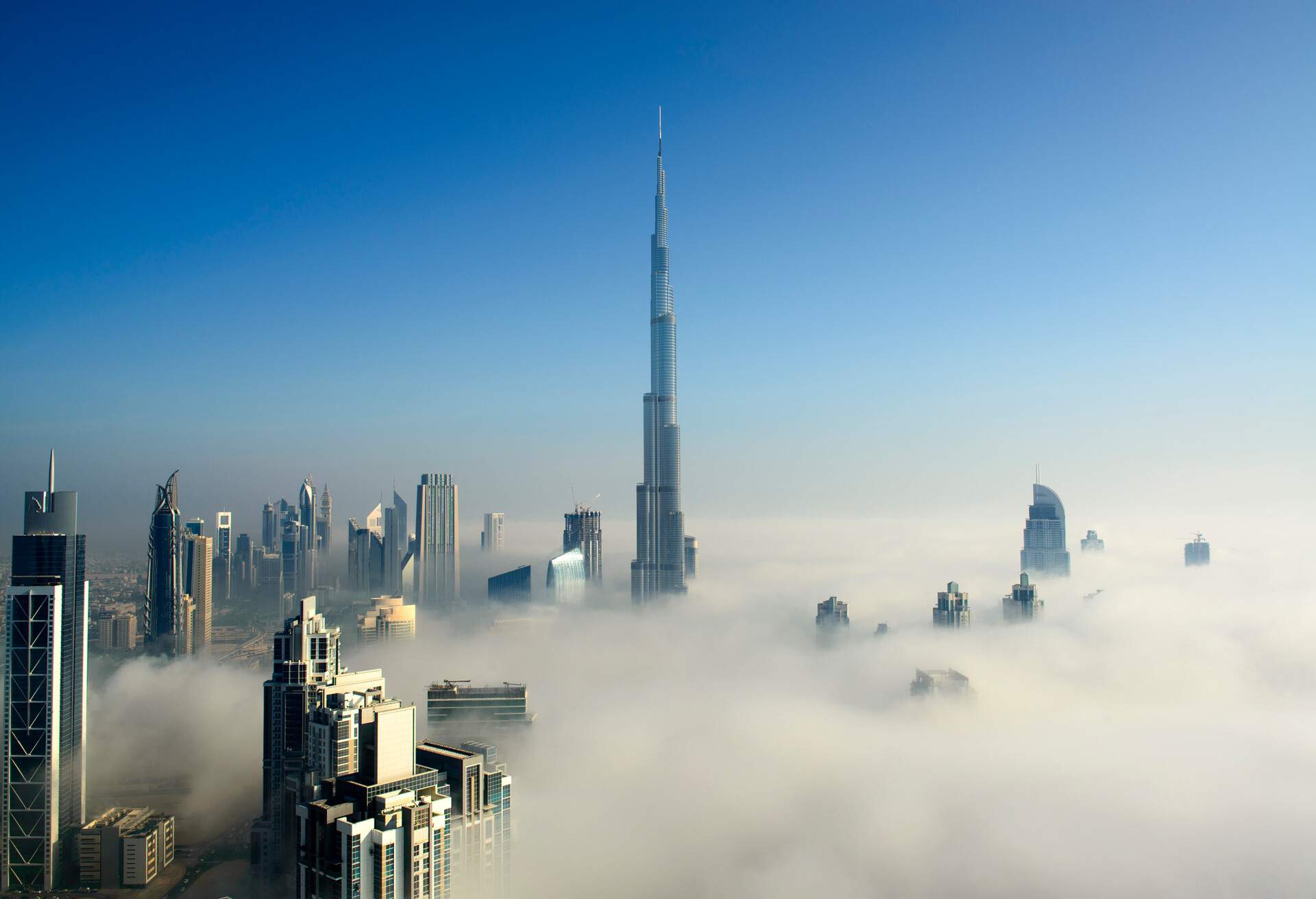 Foggy morning in Dubai downtown.