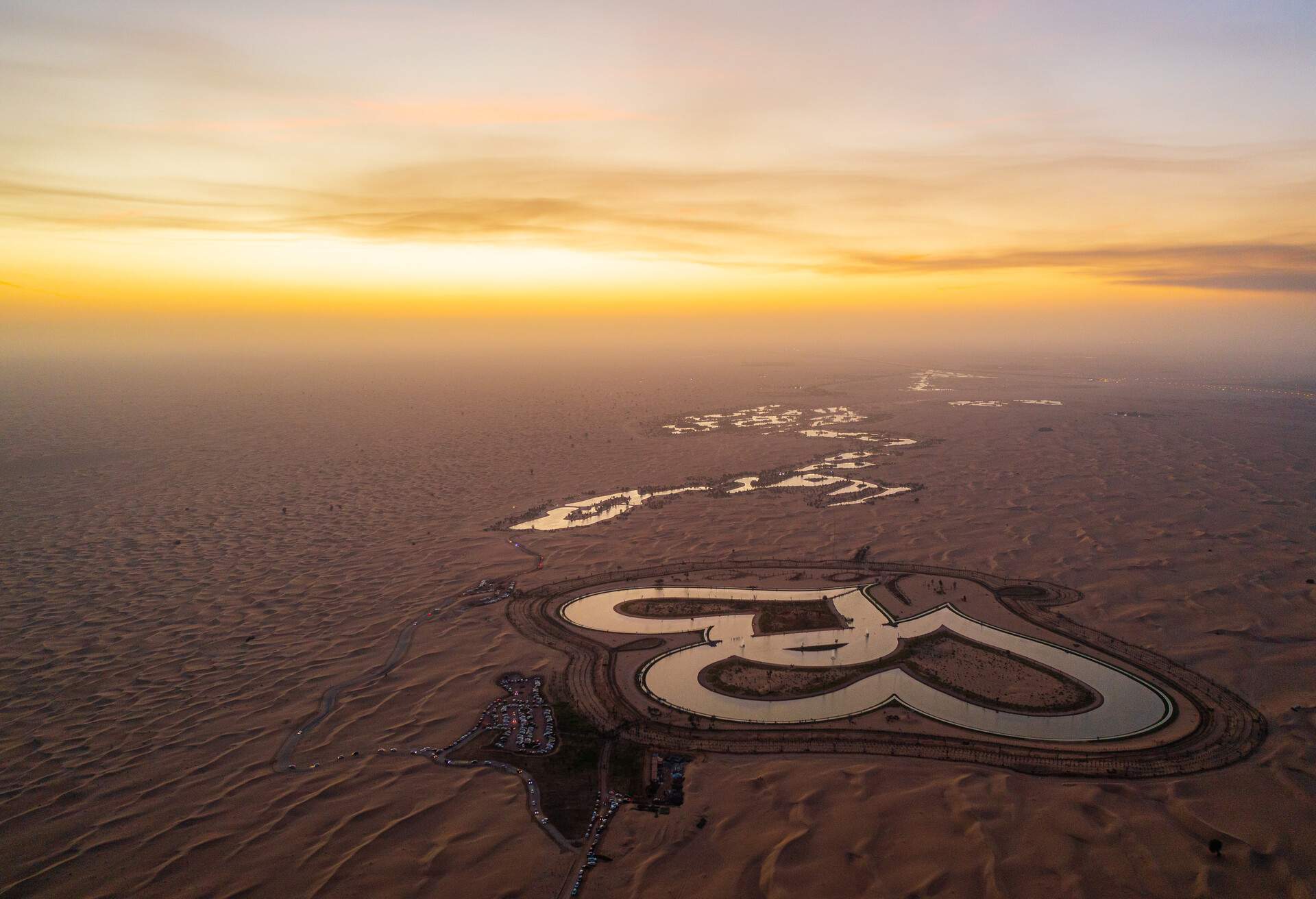 Aerial view of a man-made heart shaped 