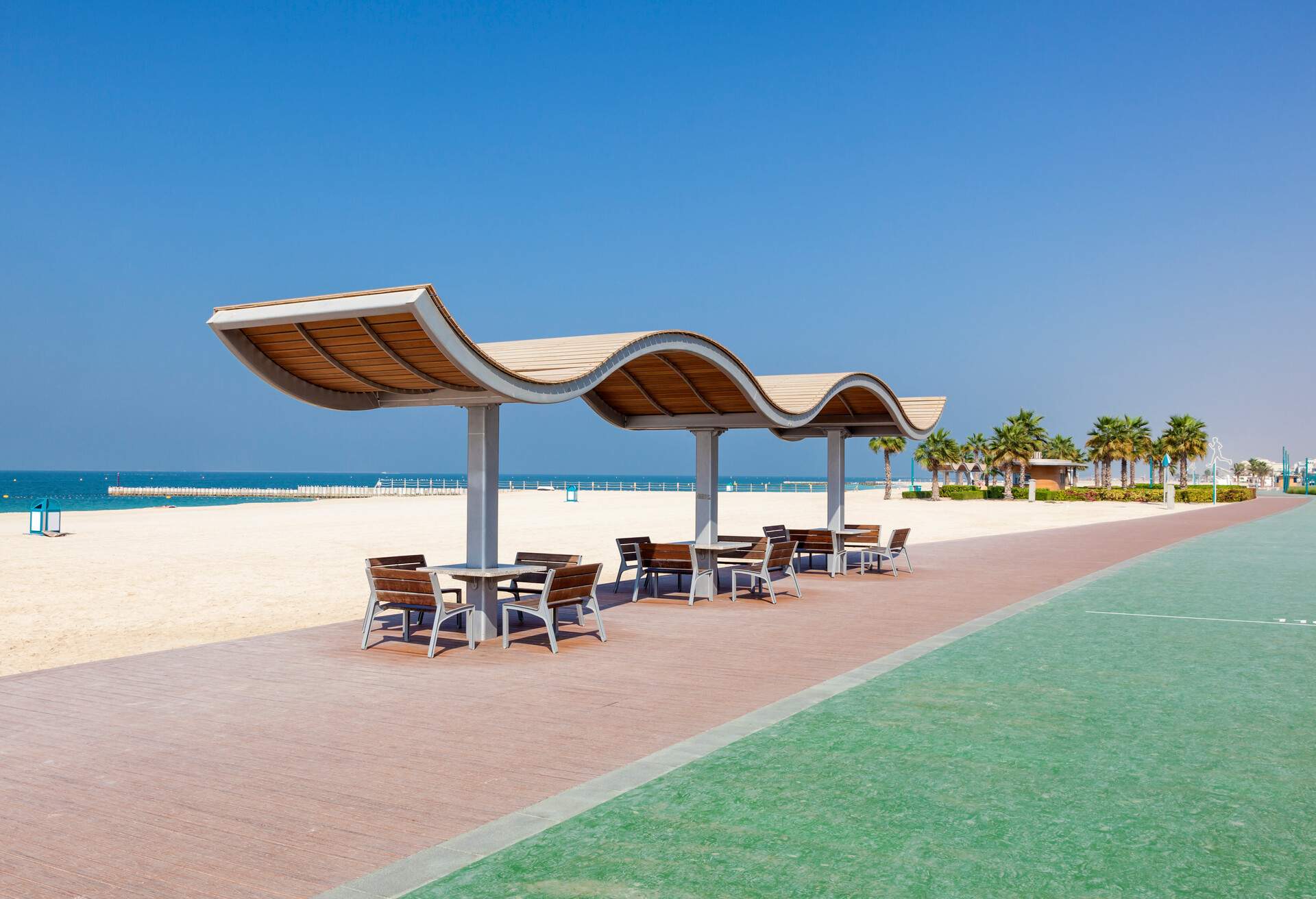 Running line on the Umm Suqeim public beach in Dubai. United Arab Emirates, Middle East