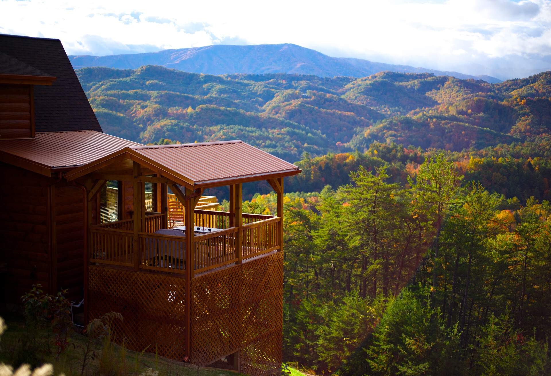 Blue Ridge Mountain Cabin View Smoky; Shutterstock ID 1064112713