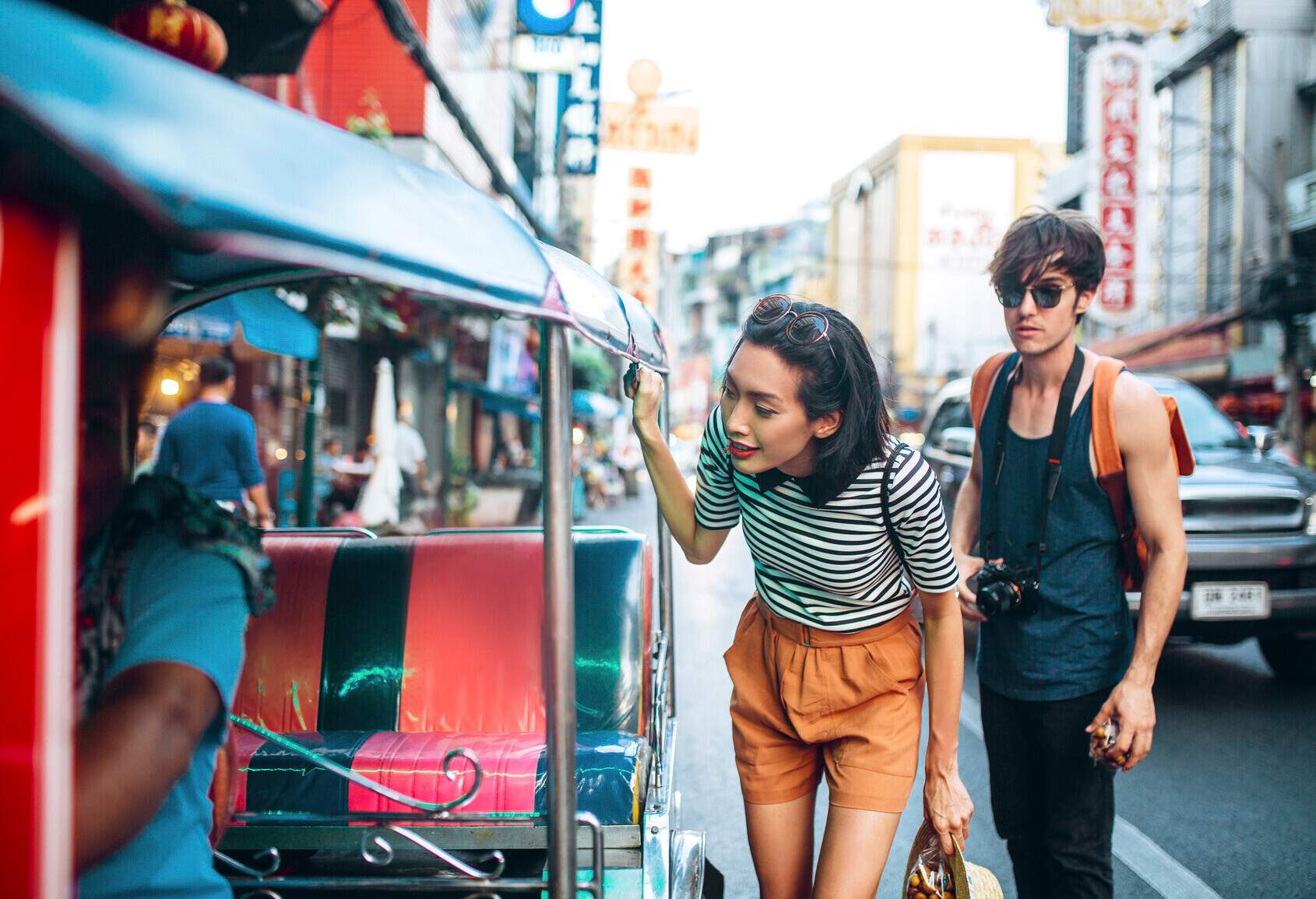 Young couple on the streets of Bangkok.