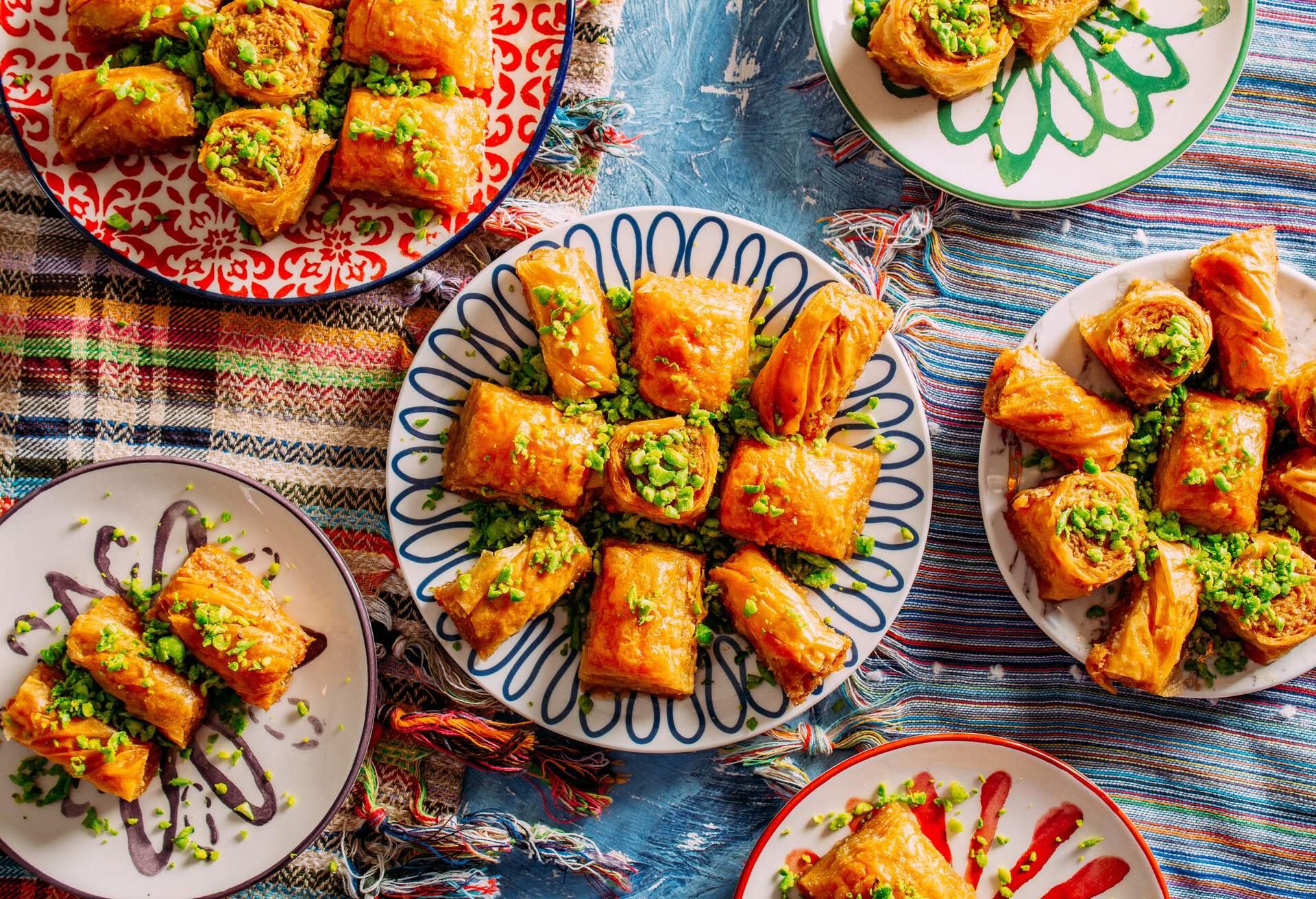 Top View Turkish Dessert Baklava