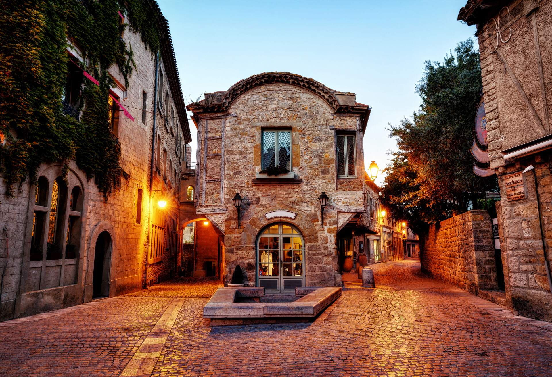 Cite de Carcassonne, France, small alleys during sunset. taken in 2015