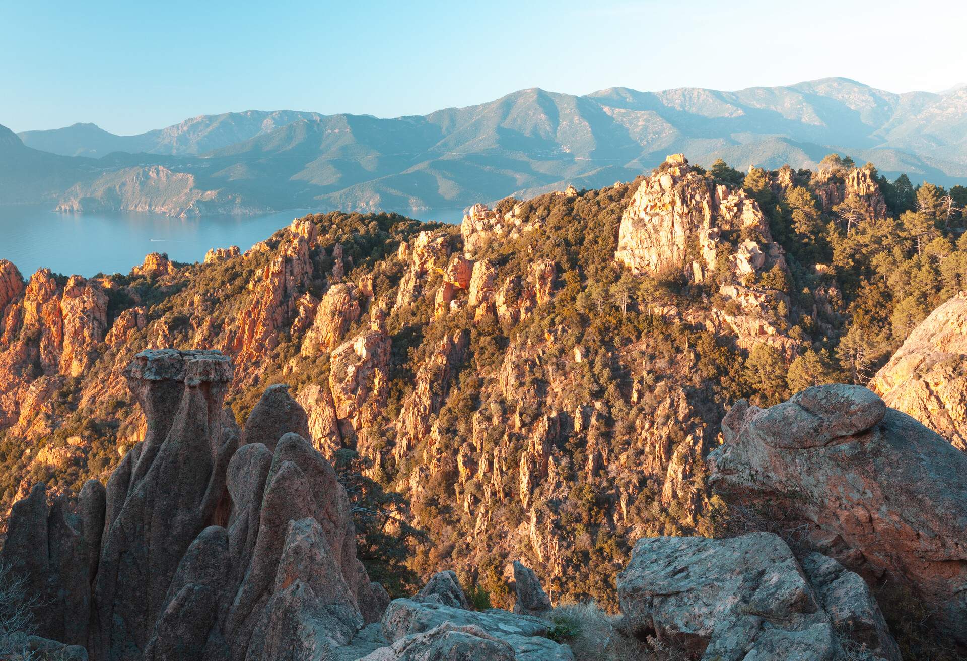 Late afternoon at Calanques de Piana in Corsica, France