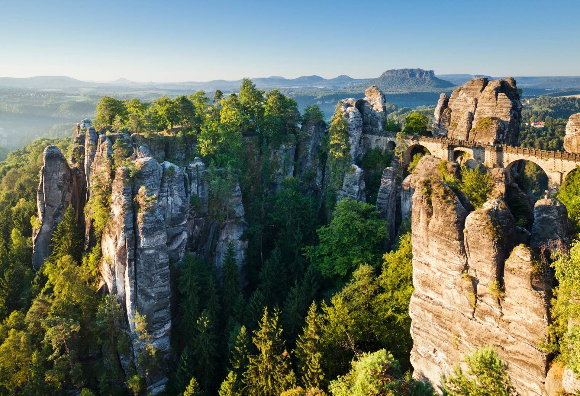 The famous Bastei rocks of Elbe Sandstone Mountains/Saxon Switzerland - near Dresden, Germany