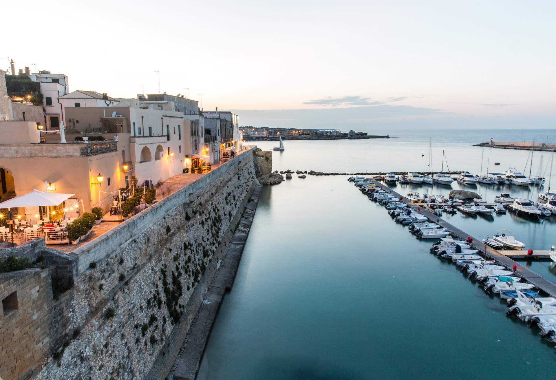 Otranto marina at twilight, Puglia, Italy.