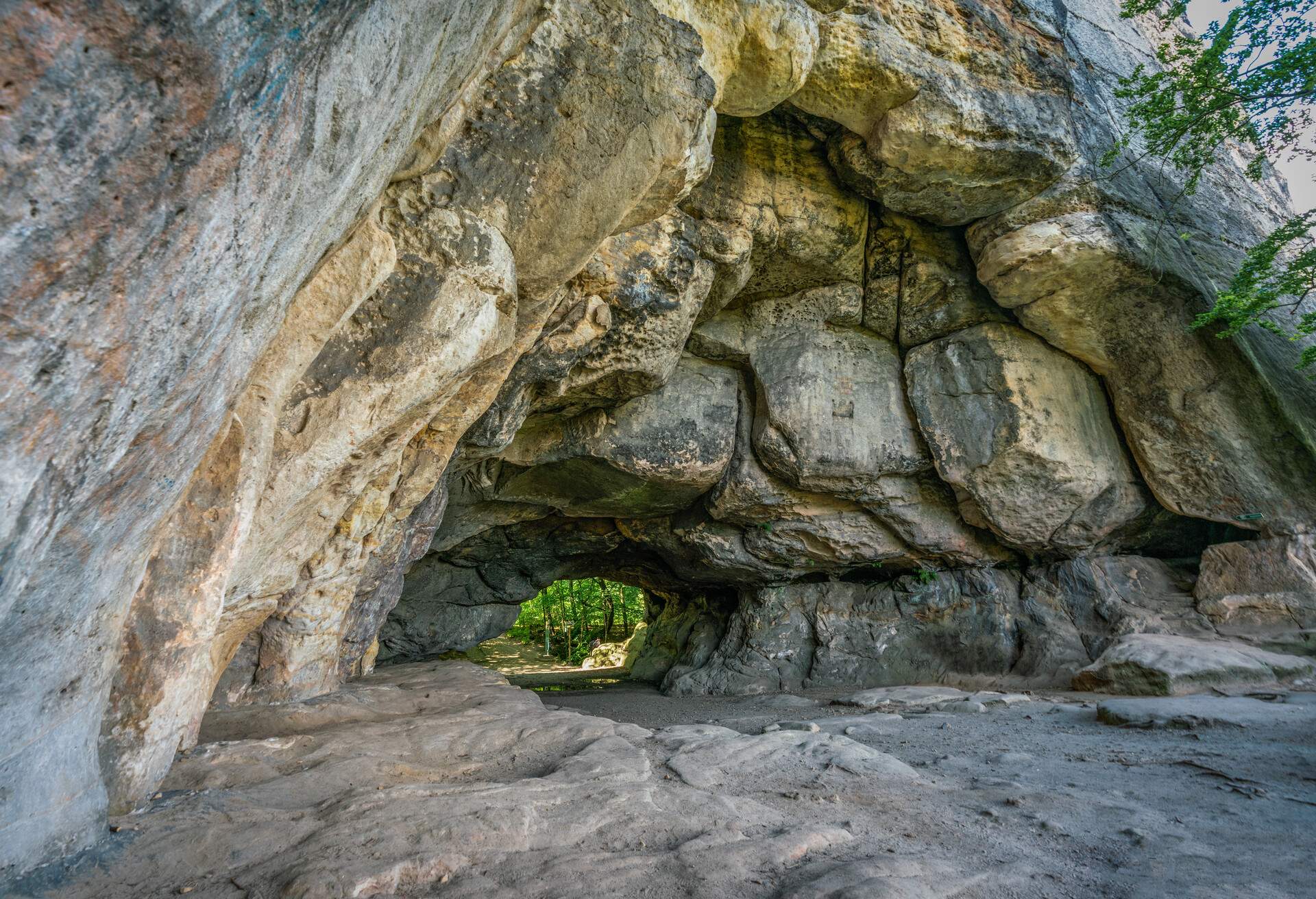 Famous Kuhstall rock formation near Bad Schandau at the Saxon Switzerland National Park in Germany