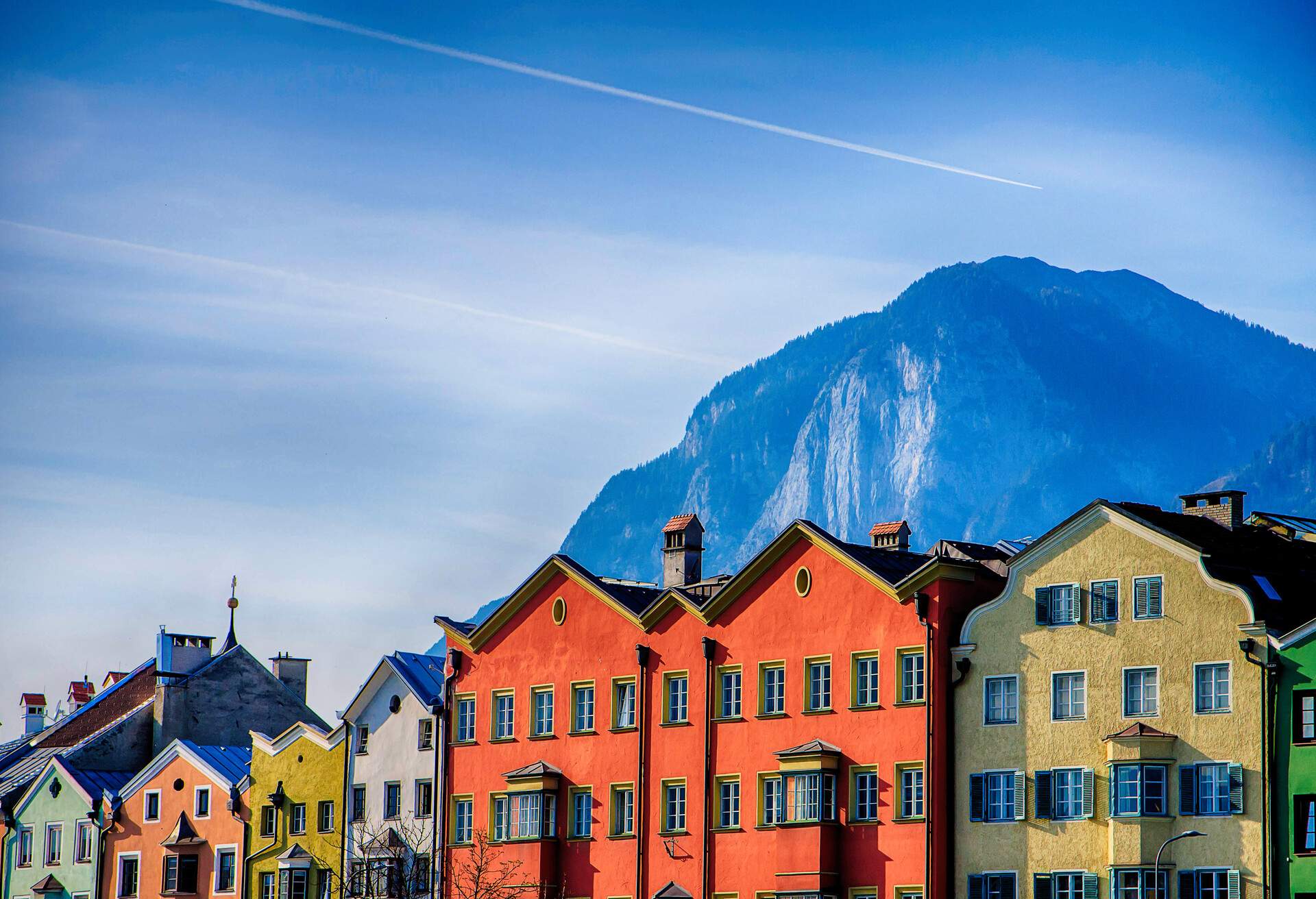 Part of Antique colorful building view in Old Town Innsbruck, Austria