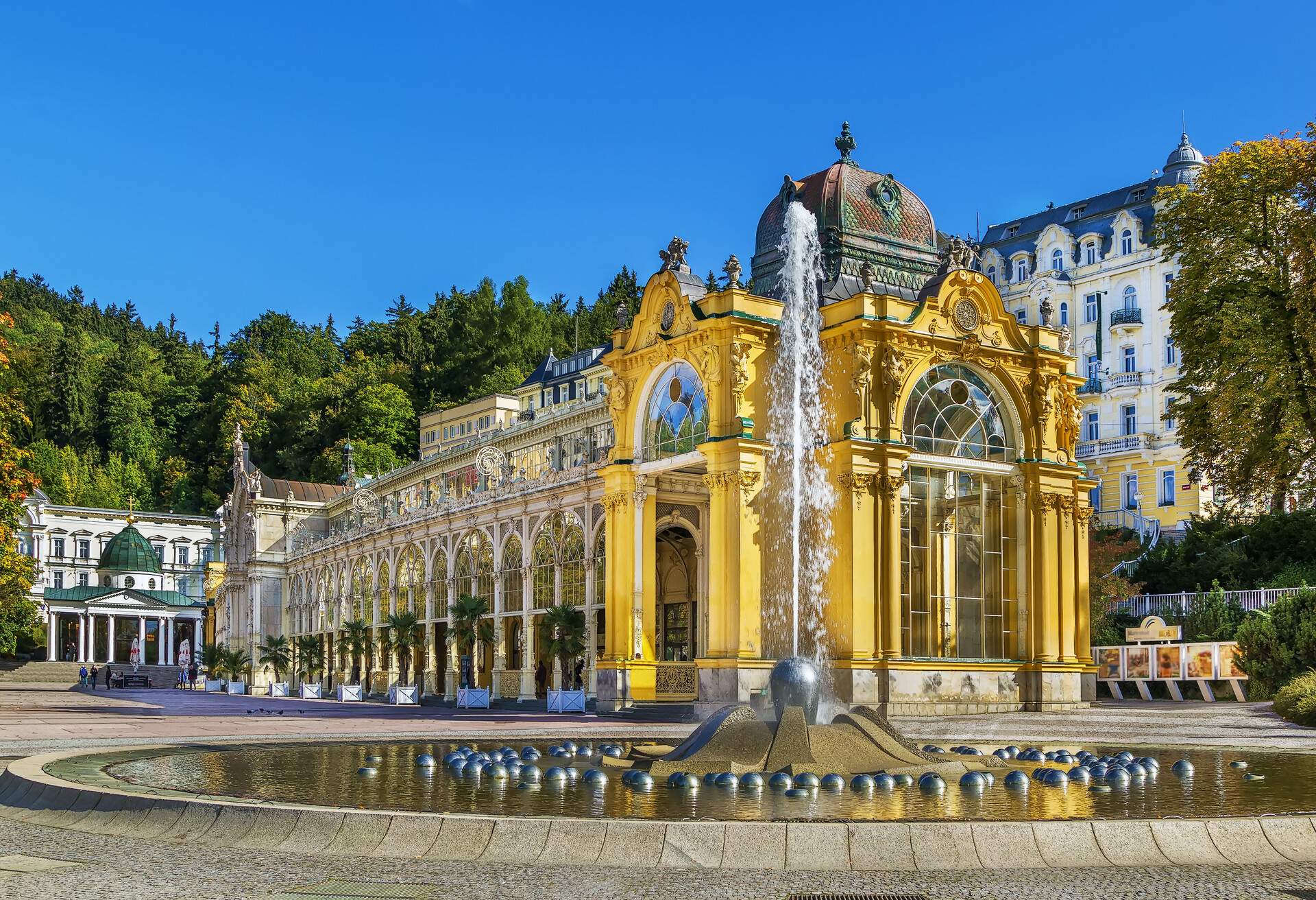 Main Spa Colonnade in Marianske Lazne, Czech republic. Neo-Baroque colonnade was built between 1888 and 1889.