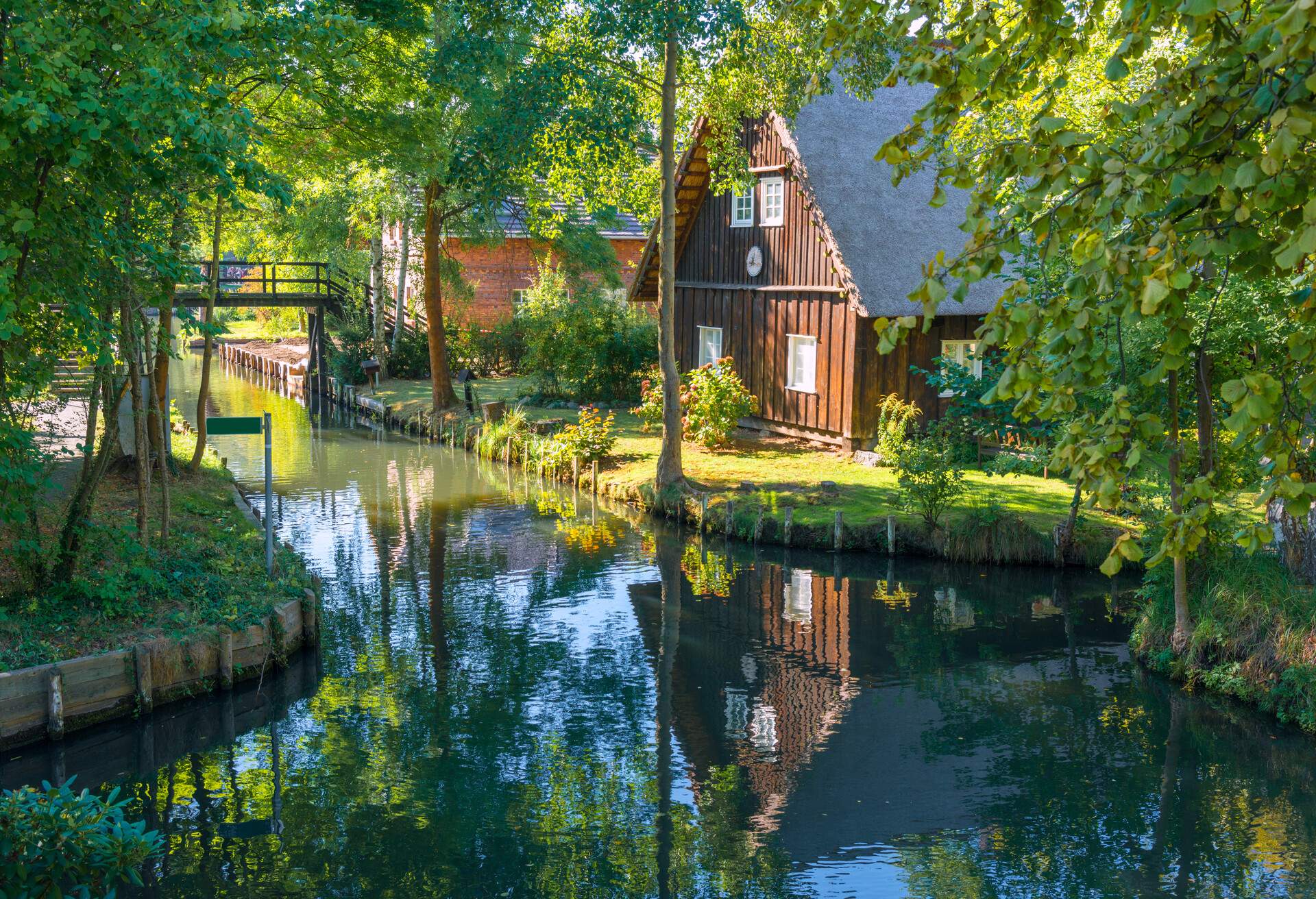 Spreewald Lübbenau Lehde - typical landscape in sunlight in autumn