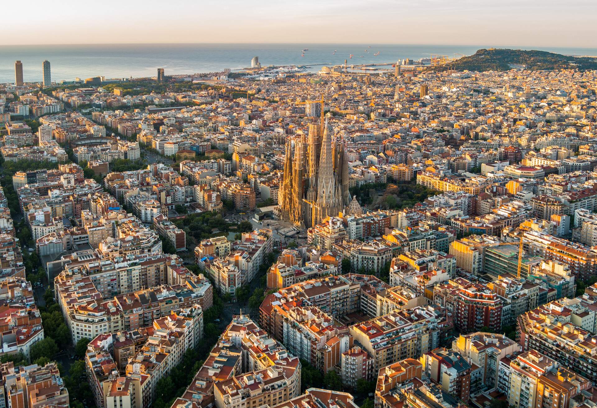 Barcelona's Grid pattern truly comes to life when viewed from above.