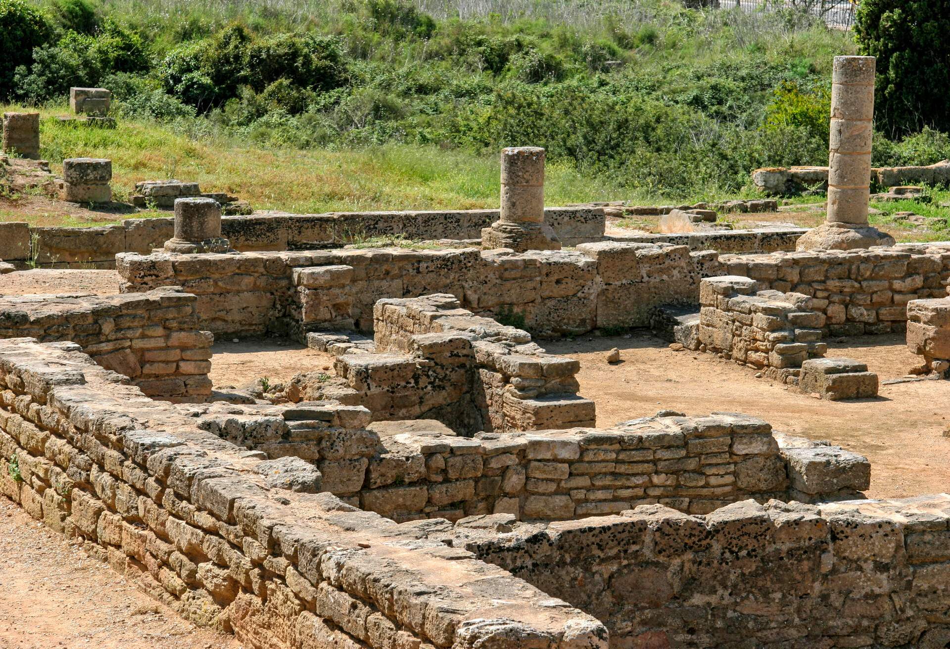 Roman archaeological field in Alcudia, Mallorca, Balearic Islands, Spain, Europe