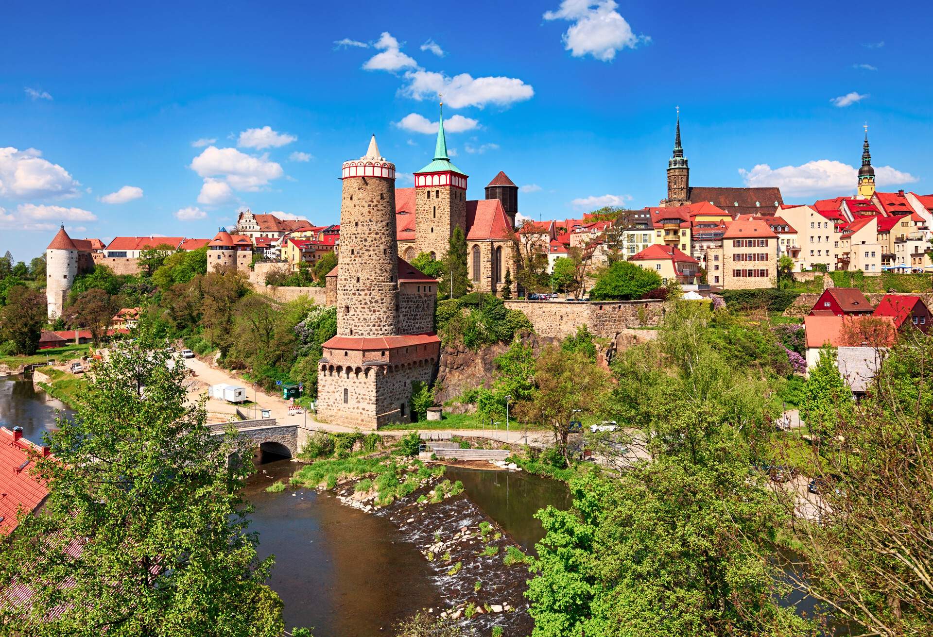 Towers of Bautzen, Saxony, Germany.