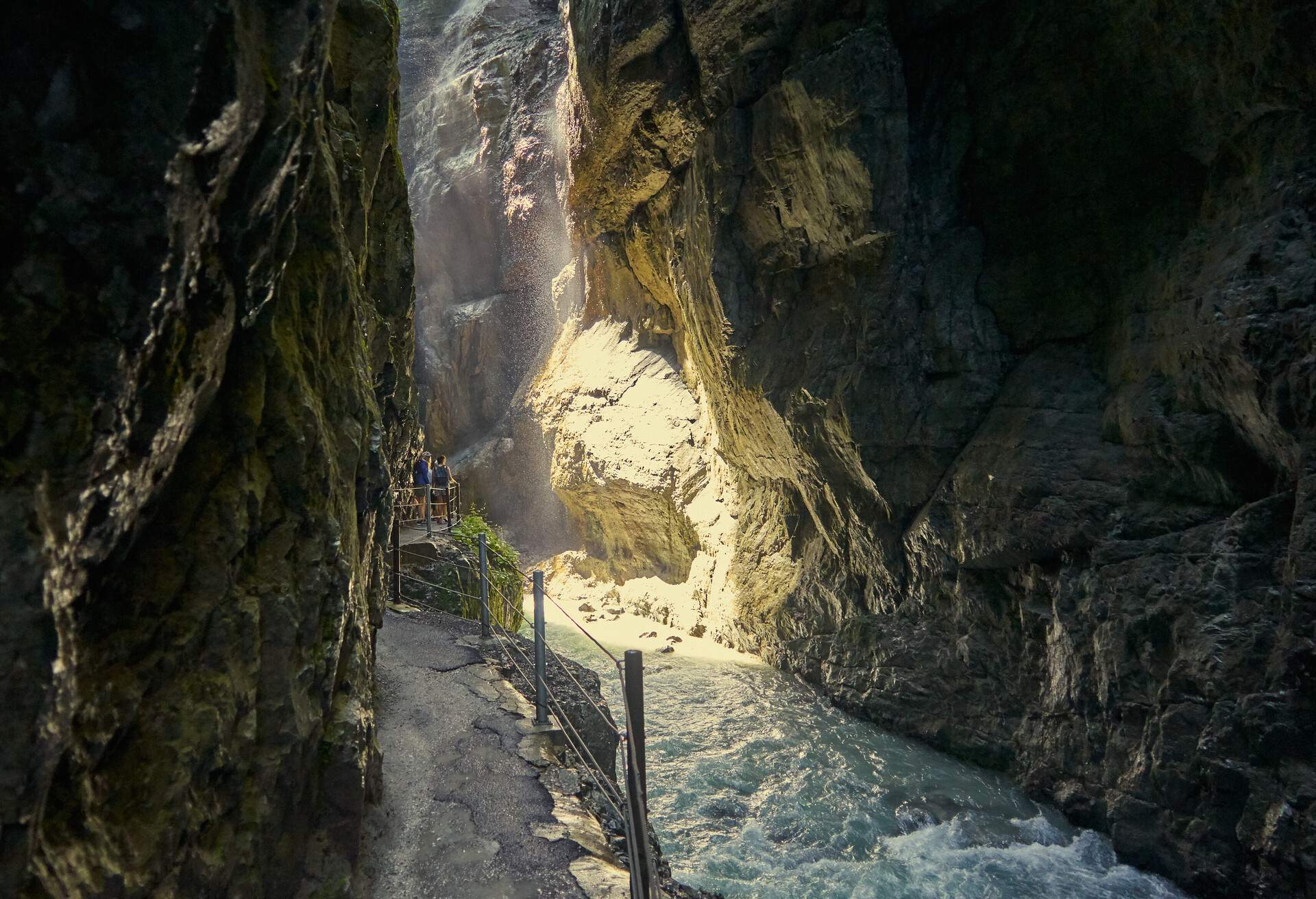 A closeup of the narrow path over the Hllental gorge near Garmisch-Partenkirchen 