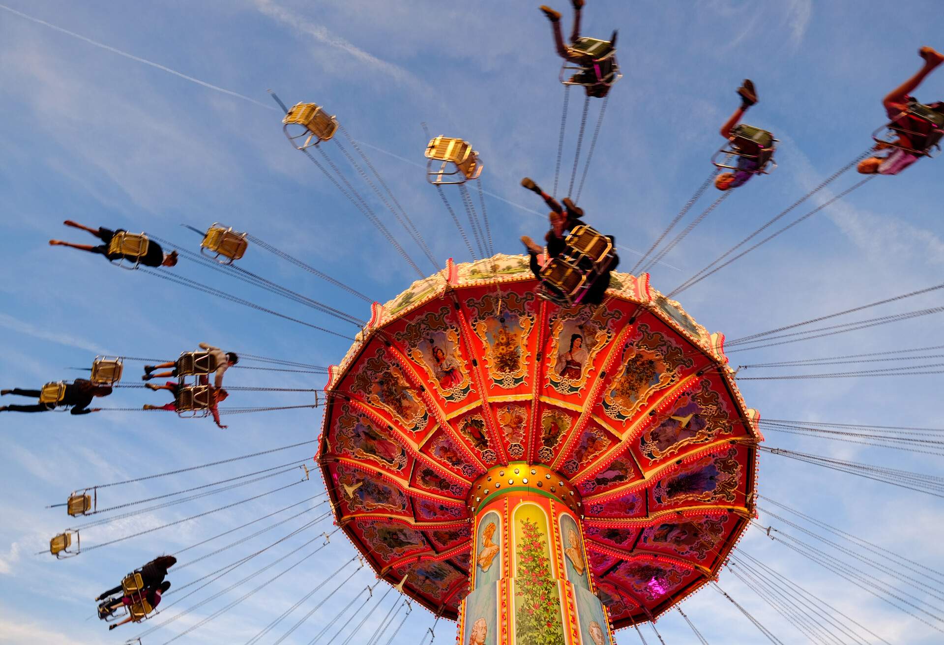 famous ferris wheel at the oktoberfest in munich - germany