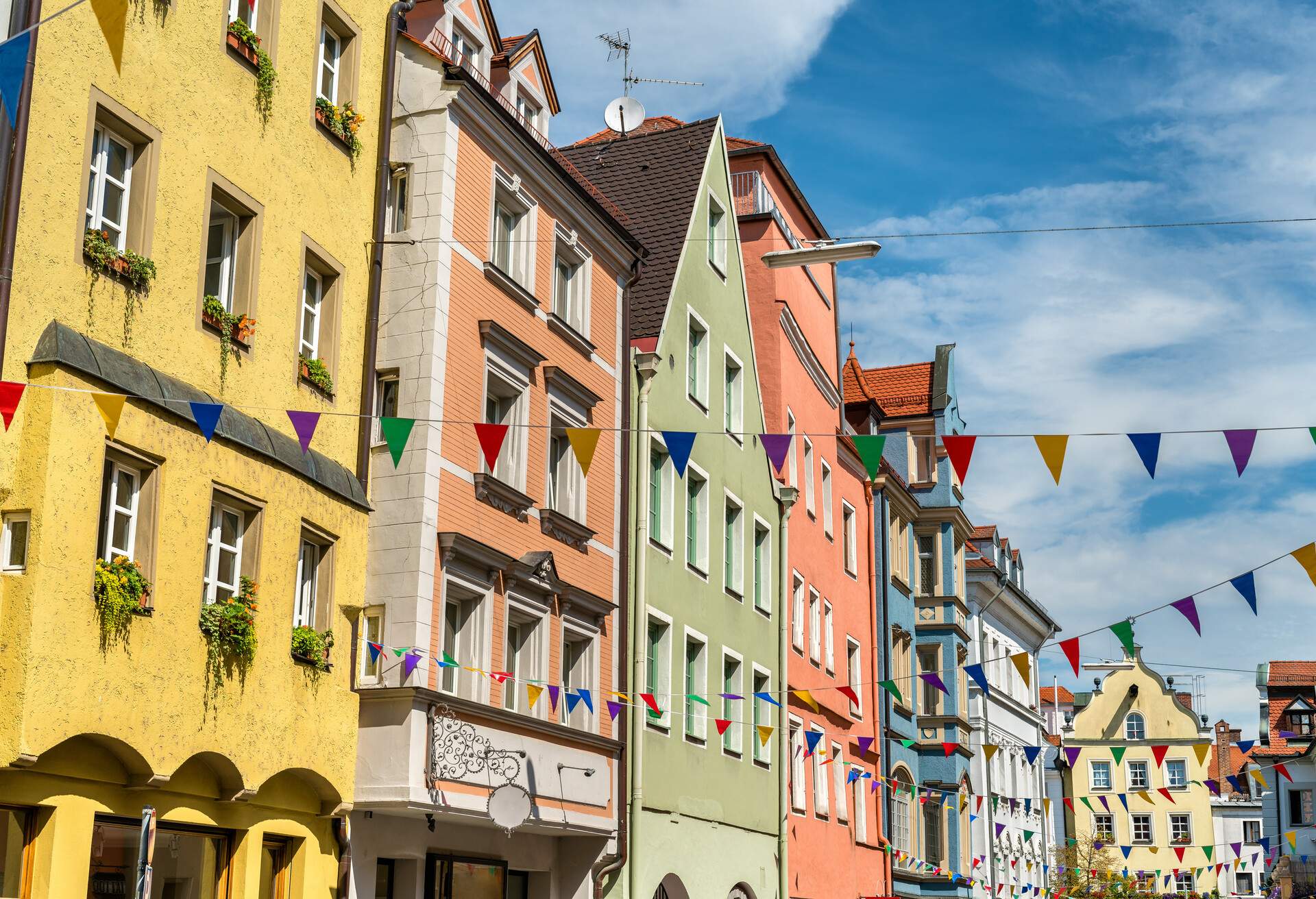 Buildings in the Old Town of Regensburg - Bavaria. UNESCO world heritage site in Germany 