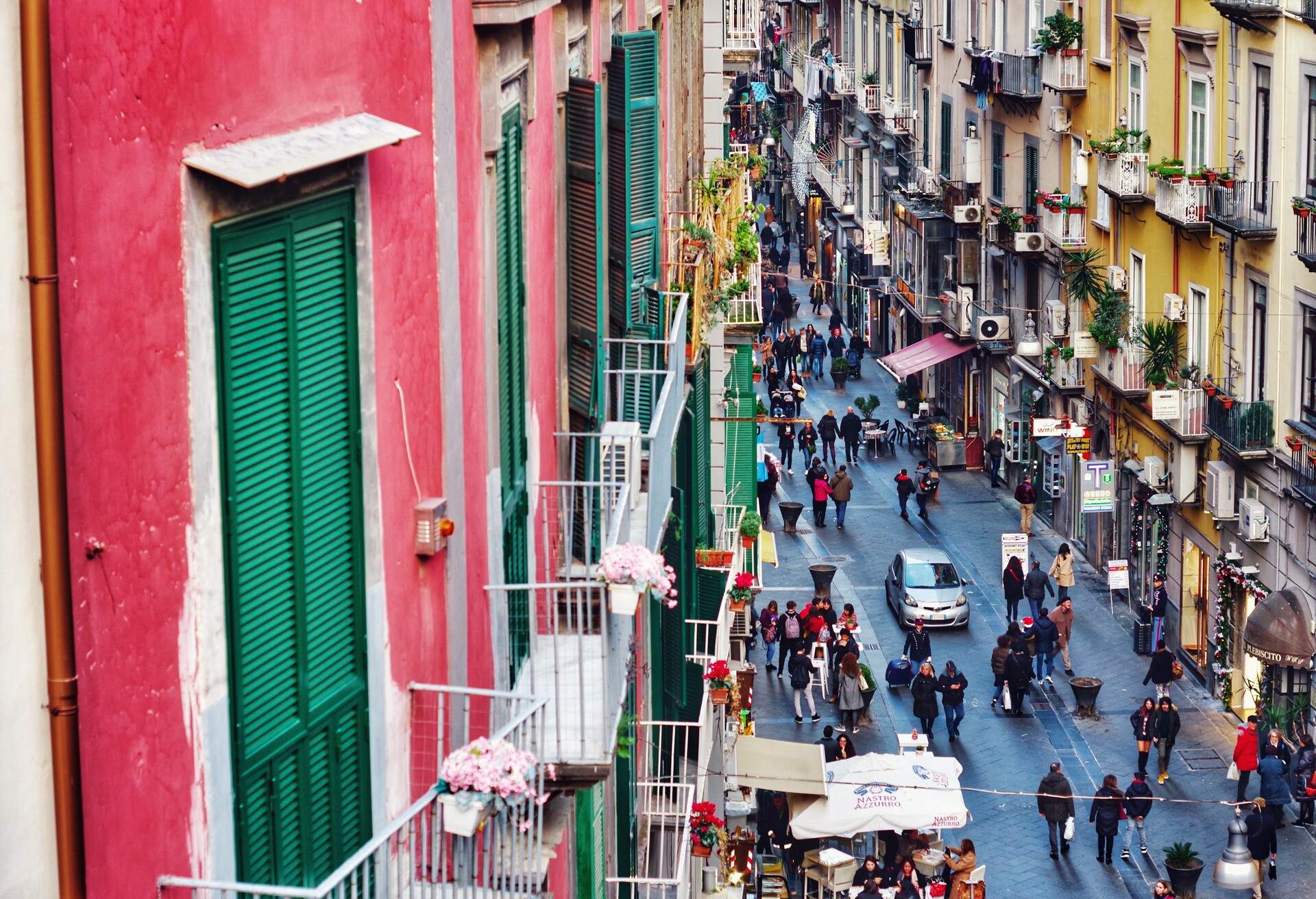 Naples, Via Chiaia is a long street full of shops, most of those are expensive, stilish shops, but you can also find good value shops