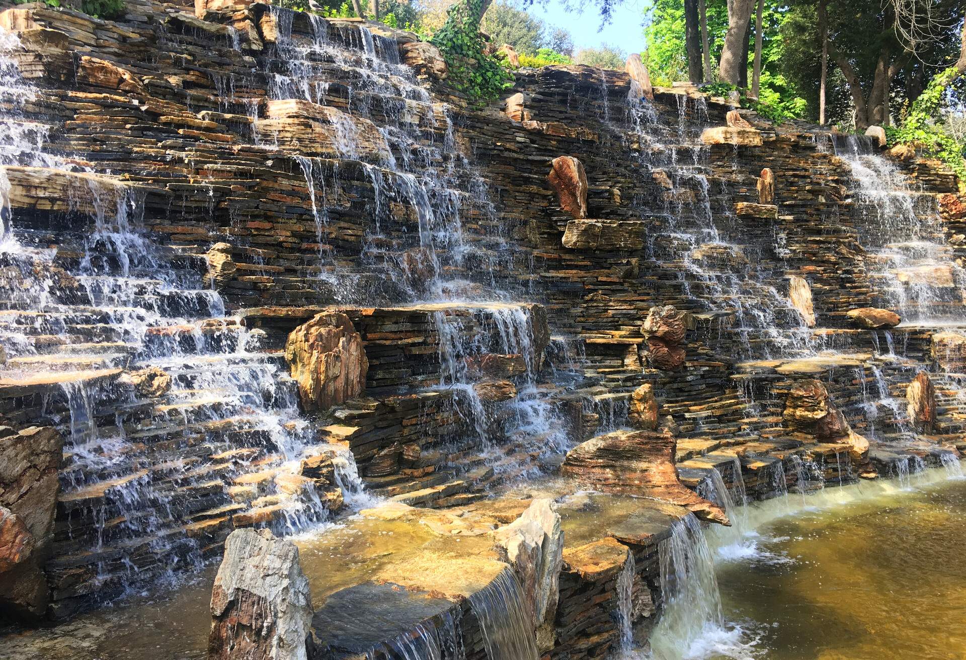 A small waterfall in Yıldız Parkı, Istanbul city.