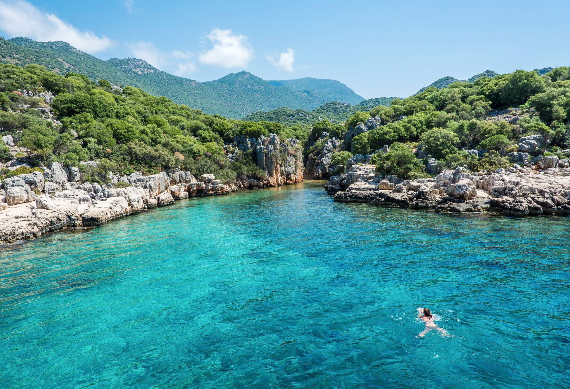 Beach at Kas can only be reached on foot or by boat -- probably one of the least-crowded beaches you'll find in Turkey.