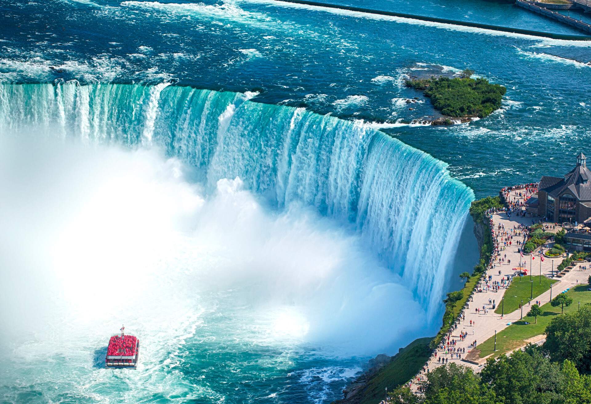 Niagara Falls boat tours attraction. Horseshoe Falls at Niagara Falls, Ontario, Canada