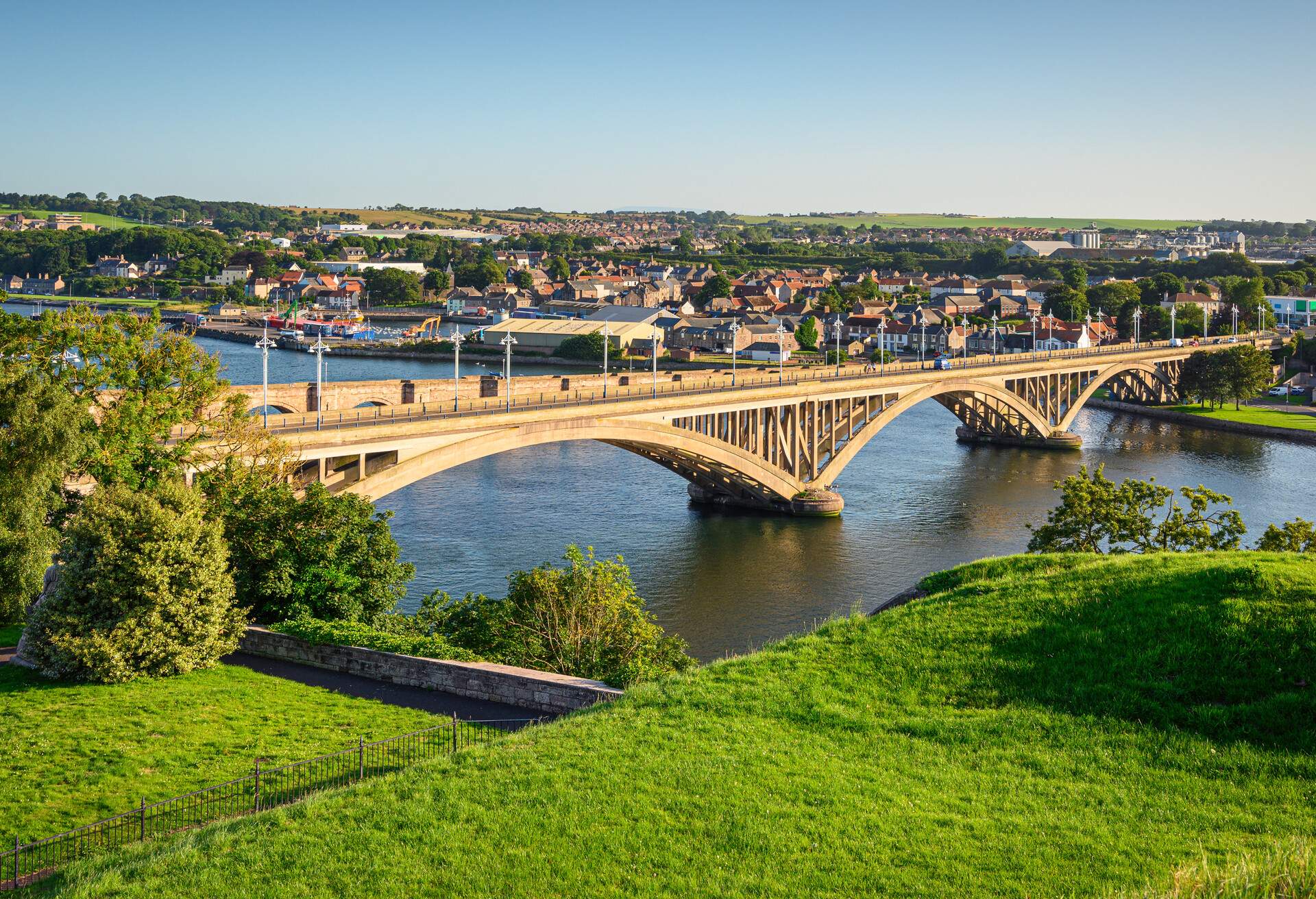 Berwick upon Tweed is the most northerly town in England and is located in Northumberland at the mouth of the River Tweed just below the Scottish border 